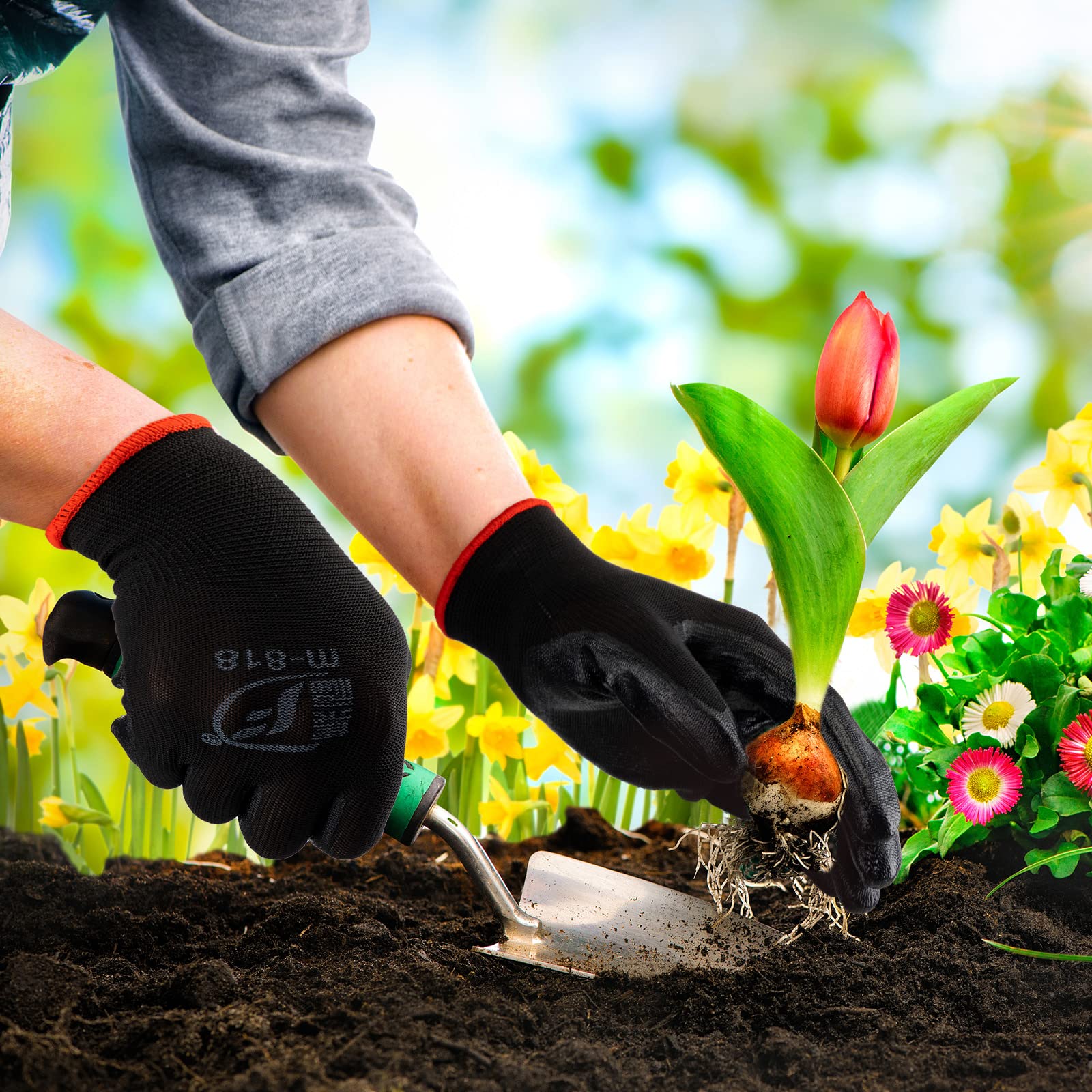 Breathable Rubber Coated Gardening Gloves for Men & Women - 9.1 Inch Durable Work Gloves for Planting, Weeding & Outdoor Yard Work