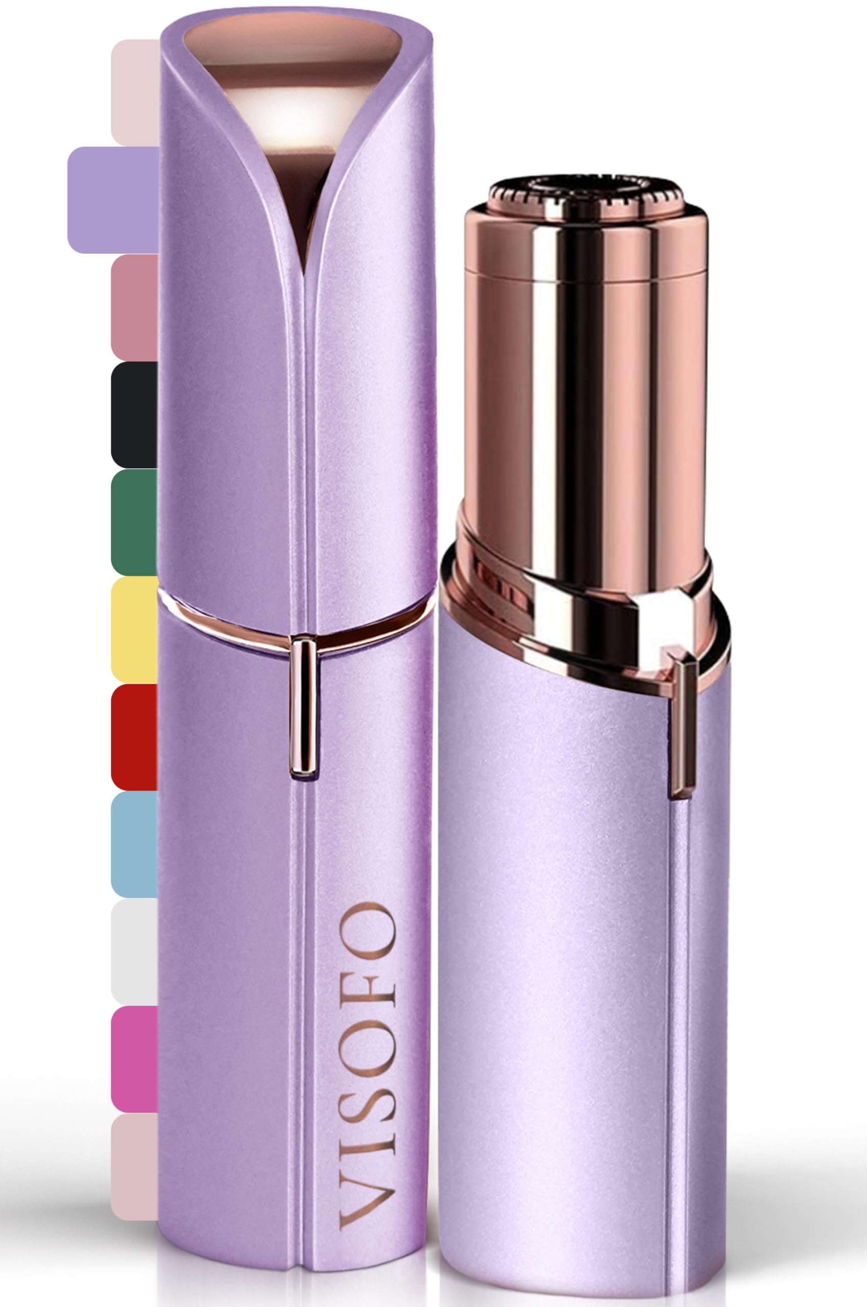 VISOFO Electric Facial Hair Remover for Women - Painless Dermaplaning Tool, Epilator & Trimmer for Upper Lip, Eyebrows & Face | Rechargeable & Portable Beauty Gadget | Perfect for Travel, Home & Salon Use (Amethyst)