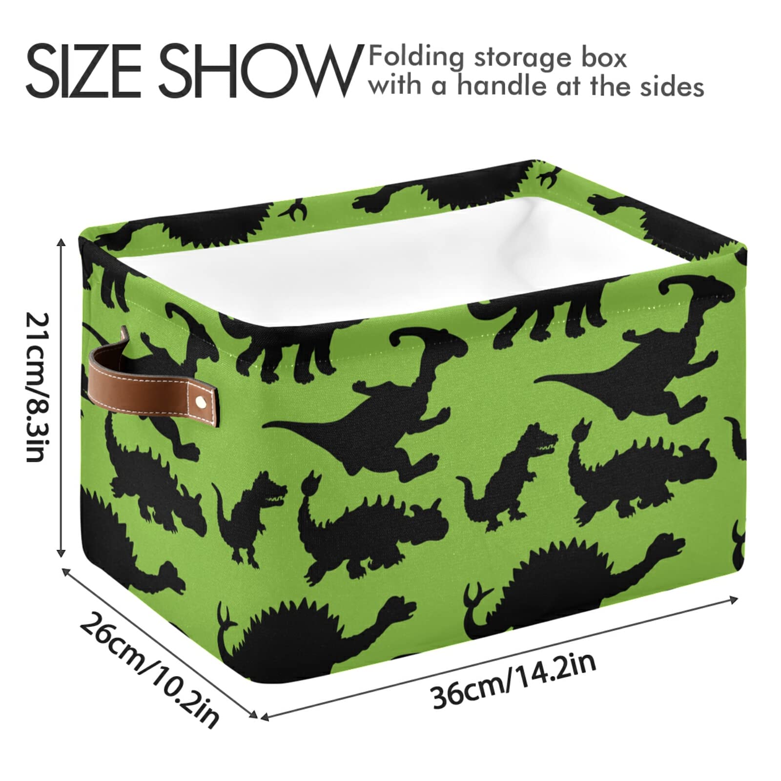 Waterproof Dinosaur Storage Basket - Set of 2 Toy Organizer Bins for Nursery, Baby Shower & Kids Room (14.2x10.2x8.3 Inch) - Cute Dinosaur Design Perfect for Storing Toys, Books & Baby Essentials | RB405