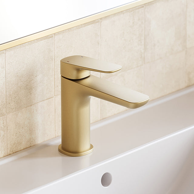 Caroma Contura II Basin Mixer - Brushed Brass Finish | Modern Bathroom Faucet for Vanity Sinks | Perfect for Home & Hotel Renovations