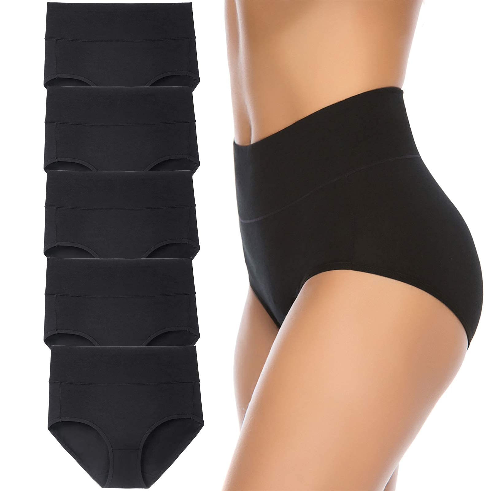 Annenmy Women's High Waist Cotton Underwear - Soft Breathable Brief Panties for Everyday Comfort - Regular & Plus Size (S-XXL) - Perfect for Yoga, Workout and Daily Wear