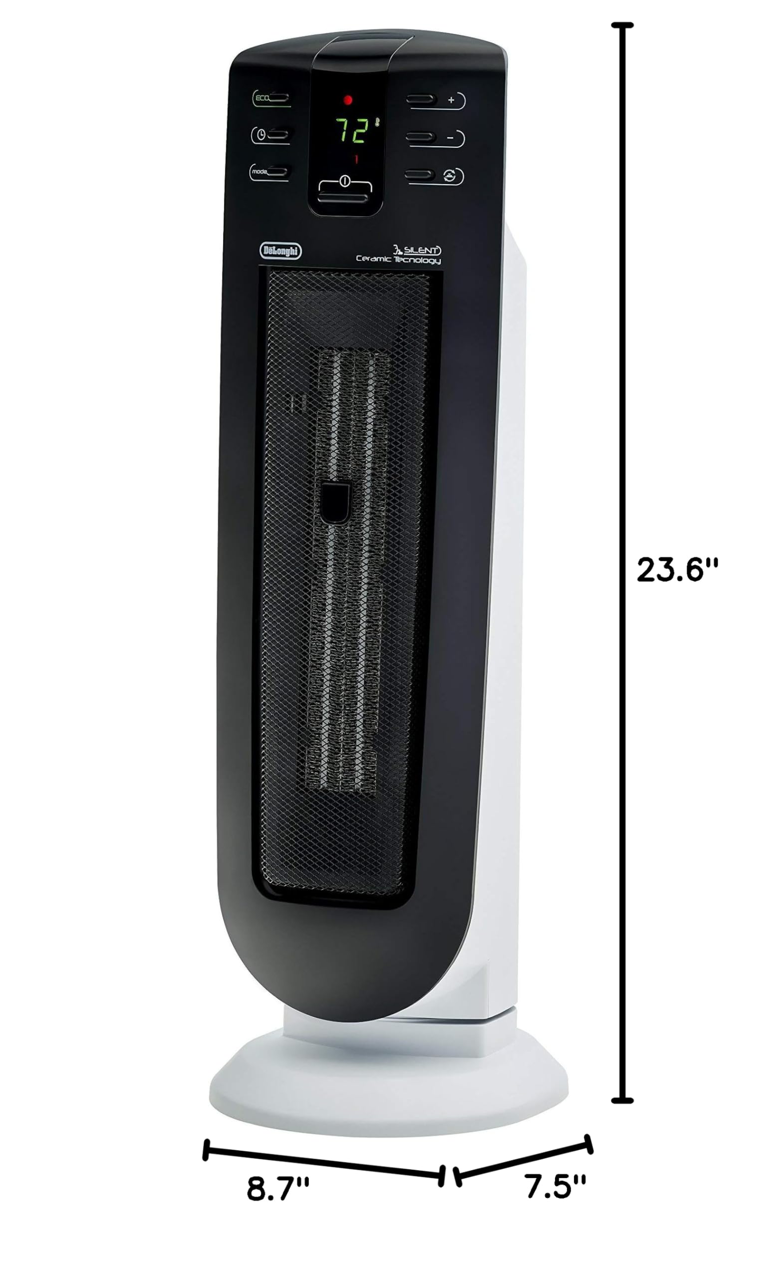 DeLonghi TCH7915ER 1500W Ceramic Tower Space Heater - Quiet Portable Electric Heater with Timer, Remote & ECO Mode for Indoor Use | Energy Efficient & Safe | 24
