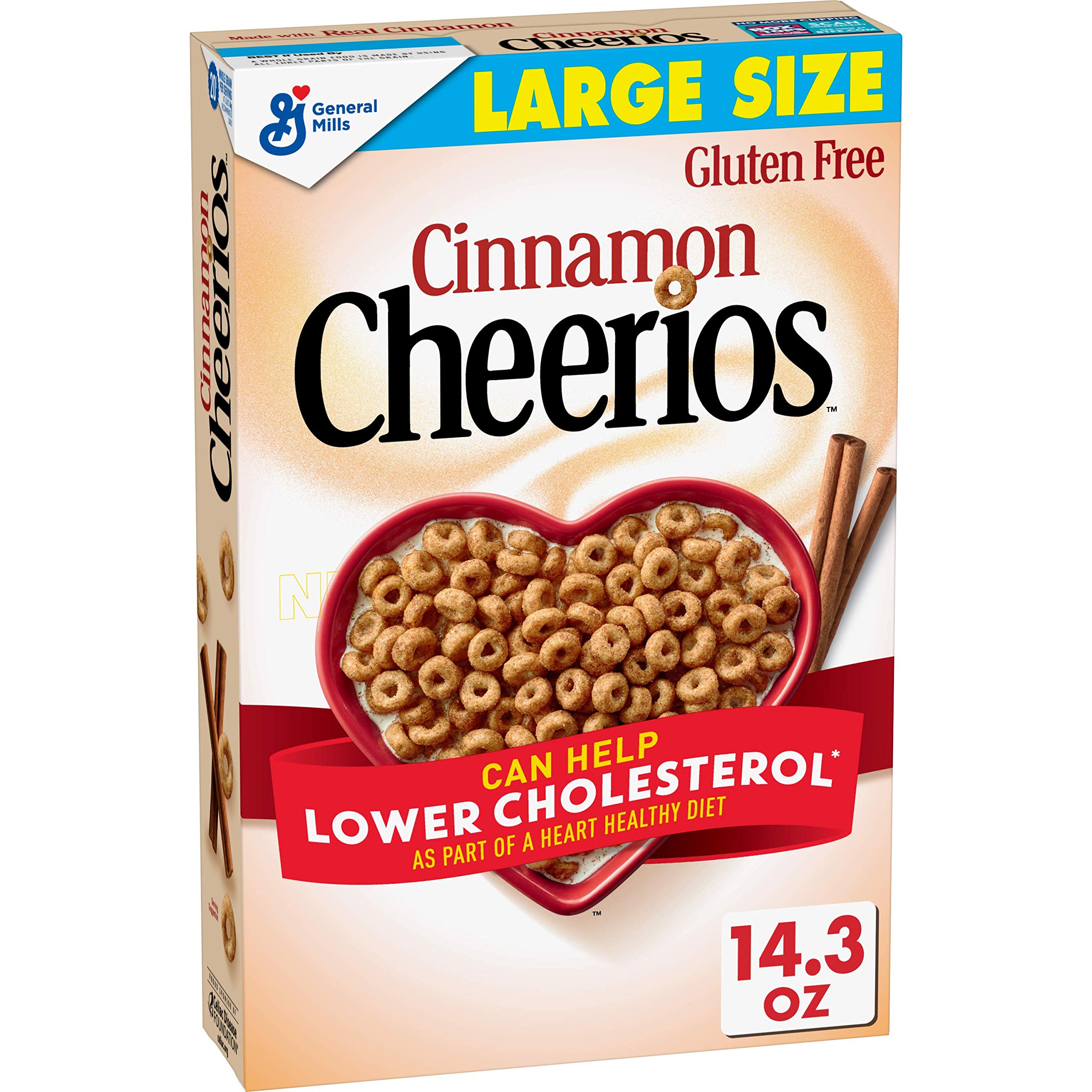 Gluten Free Cinnamon Cheerios Cereal - 14.3 oz Box - Healthy Breakfast & Snack for Kids & Adults