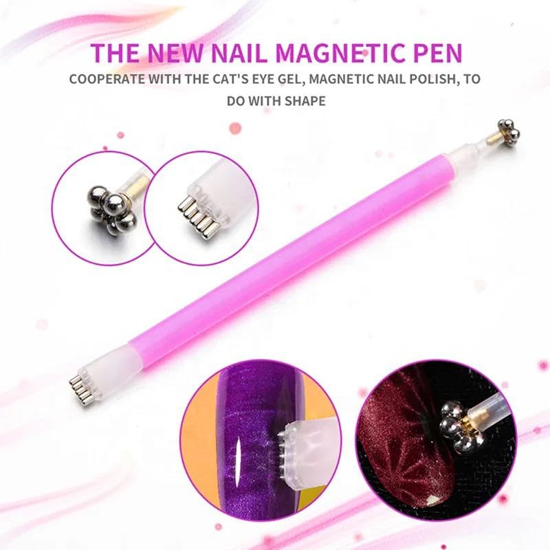 3D 9D Magnetic Nail Art Pens - Cat Eye Nail Polish Magnet Tool Set (3Pcs, Multicolor) for Professional Salon & DIY Home Manicures