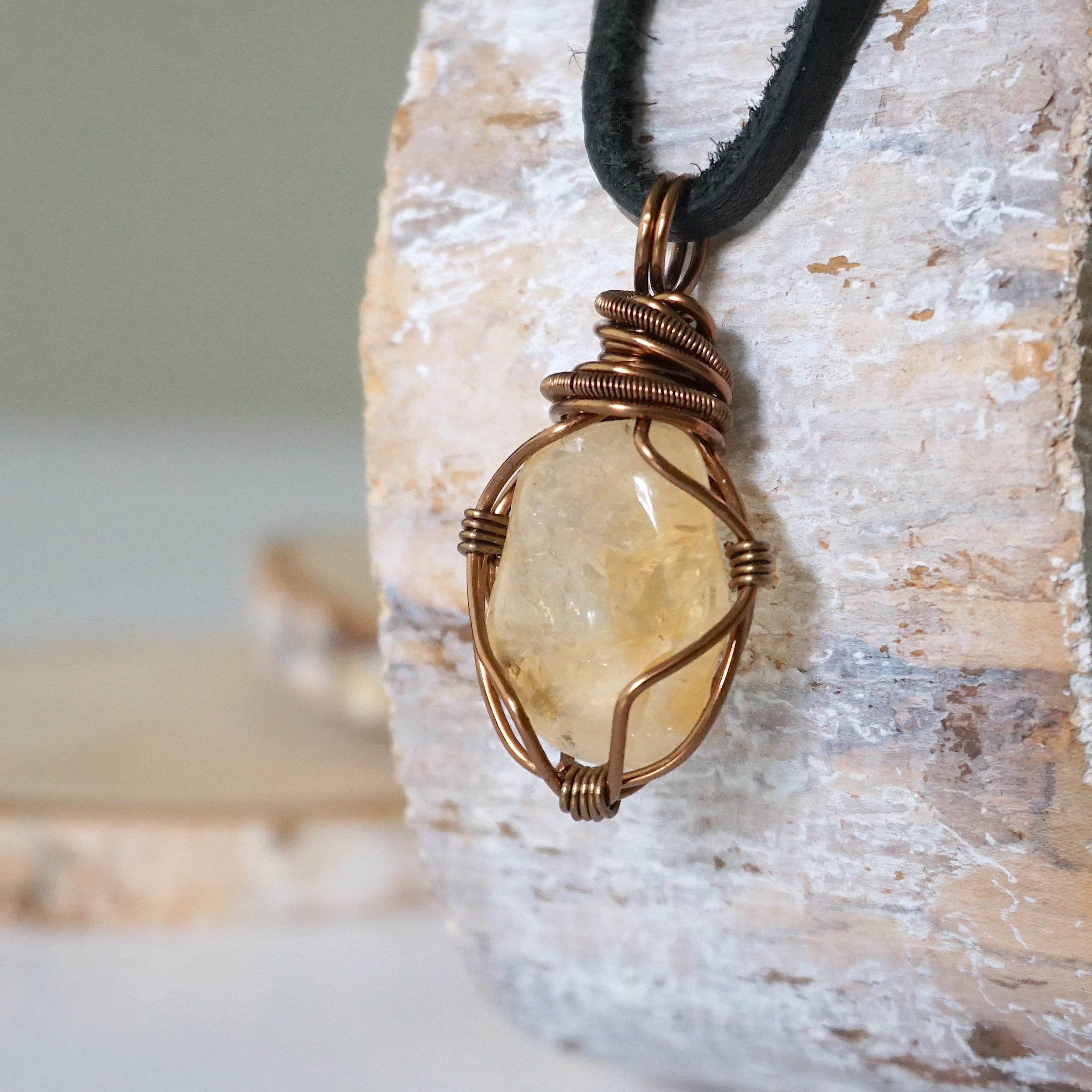 Men's Citrine Pendant Necklace in Antique Bronze - Elegant Gemstone Jewelry for Gifts, Weddings & Special Occasions