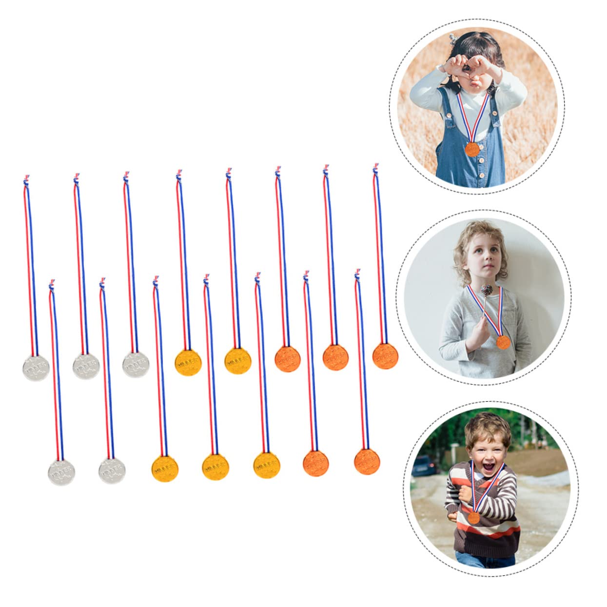 KITANDOVE 15pcs Plastic Gold Sports Medals - Award Trophies for Kids, Winner Prizes for Competitions, Games, and School Events - Perfect for Track Meets, Soccer Tournaments, and Birthday Party Rewards