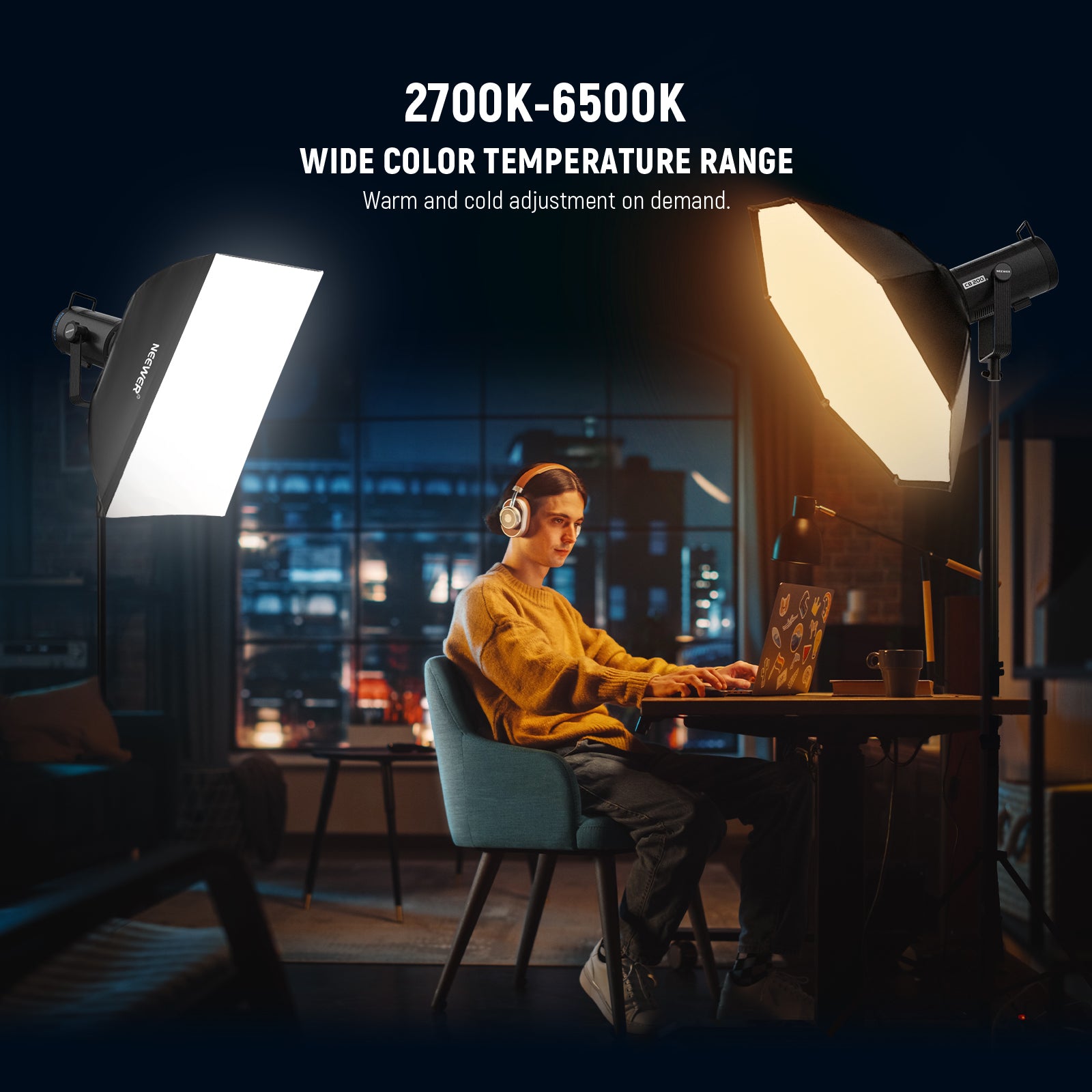 NEEWER CB200B 210W Bi-Color LED Video Light for Photography, Videography, YouTube Studio & Live Streaming - Dimmable Continuous Lighting with High CRI