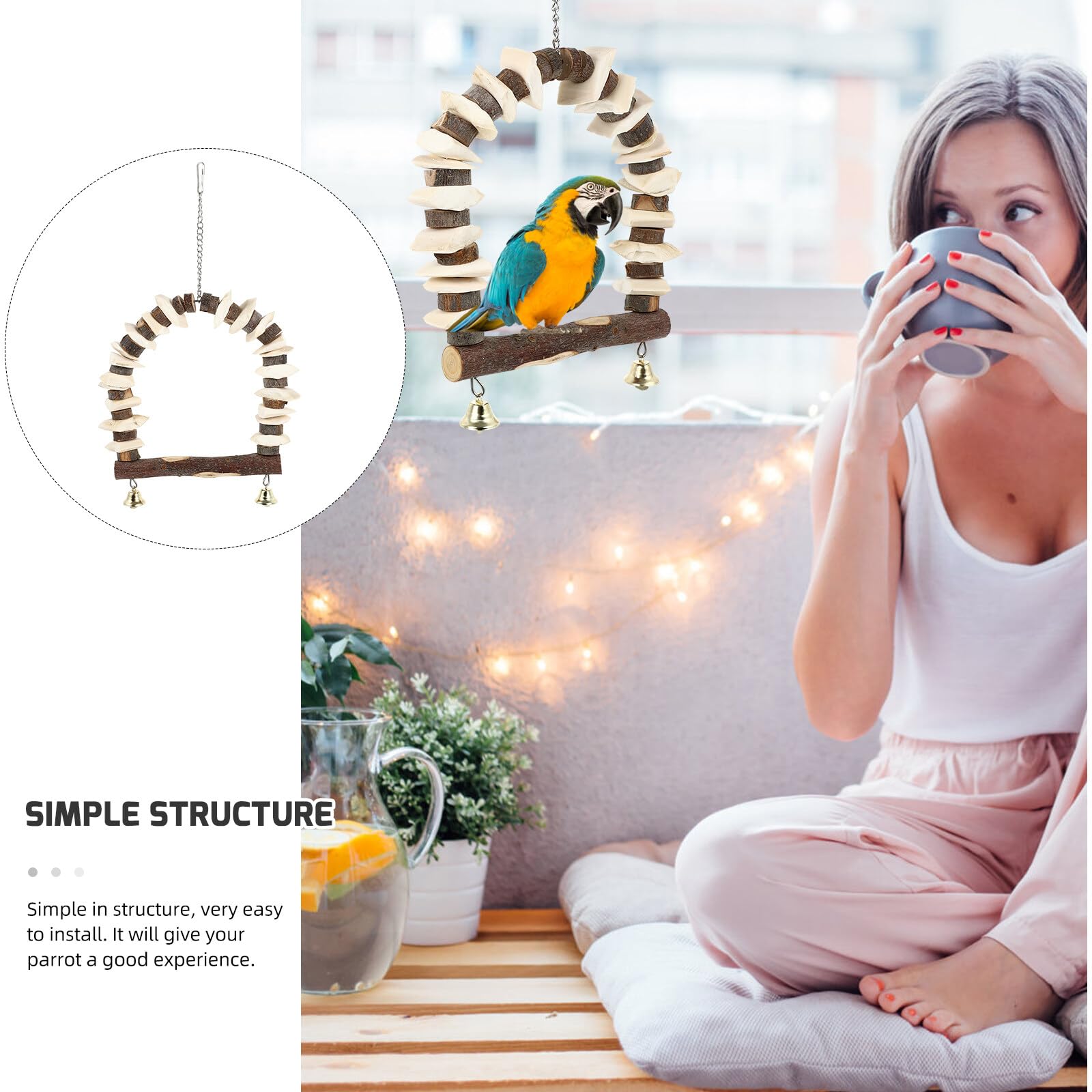 Colorful Parrot Swing Chewing Toy - Hanging Bird Bite Toy for Parakeets, Cockatiels & Lovebirds - Perfect for Cage Entertainment & Beak Exercise