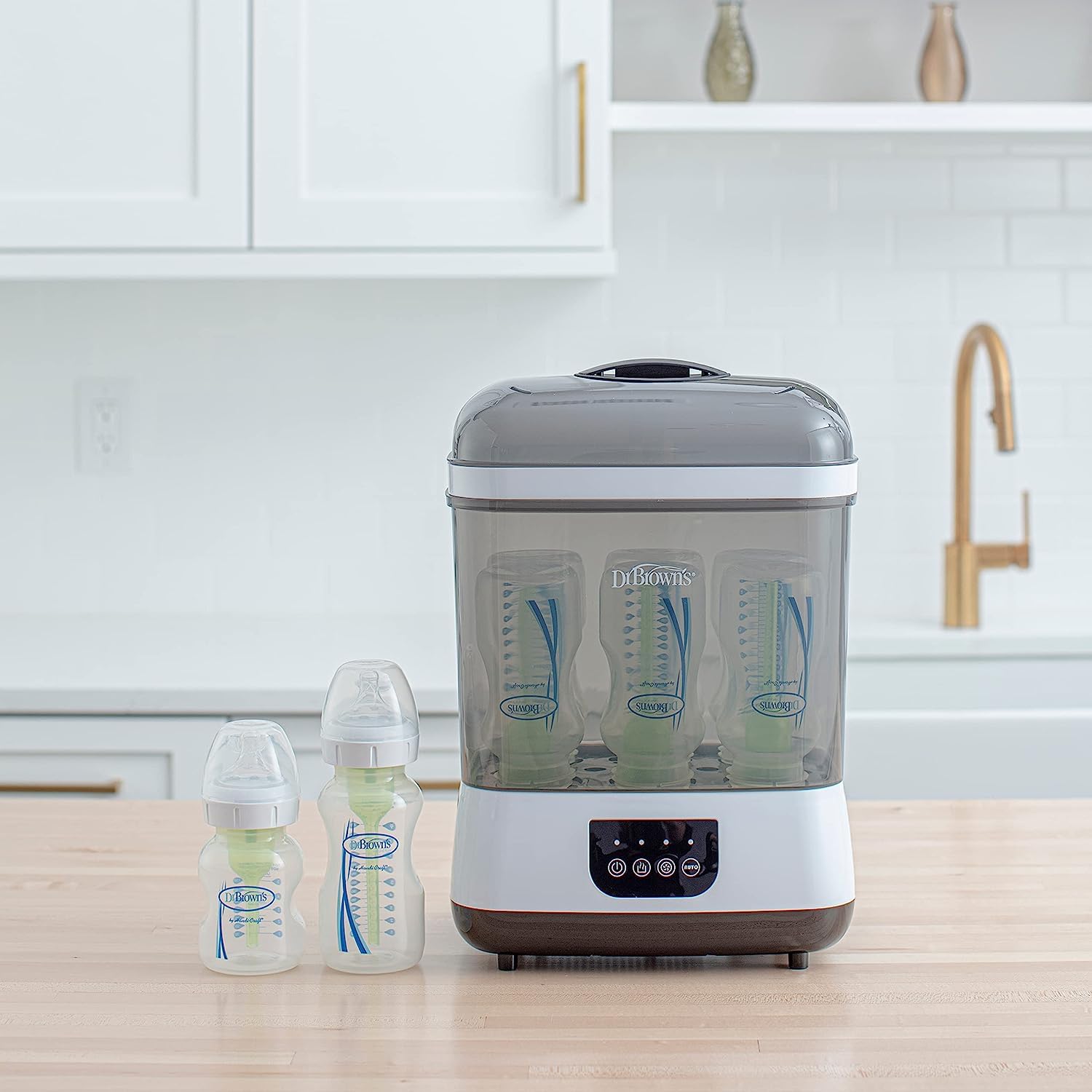 Dr. Brown's All-in-One Baby Bottle Sterilizer and Dryer - Sanitizer for Bottles, Pacifiers, Breast Pump Parts & Newborn Essentials - Perfect for Daycare, Travel & Home Use