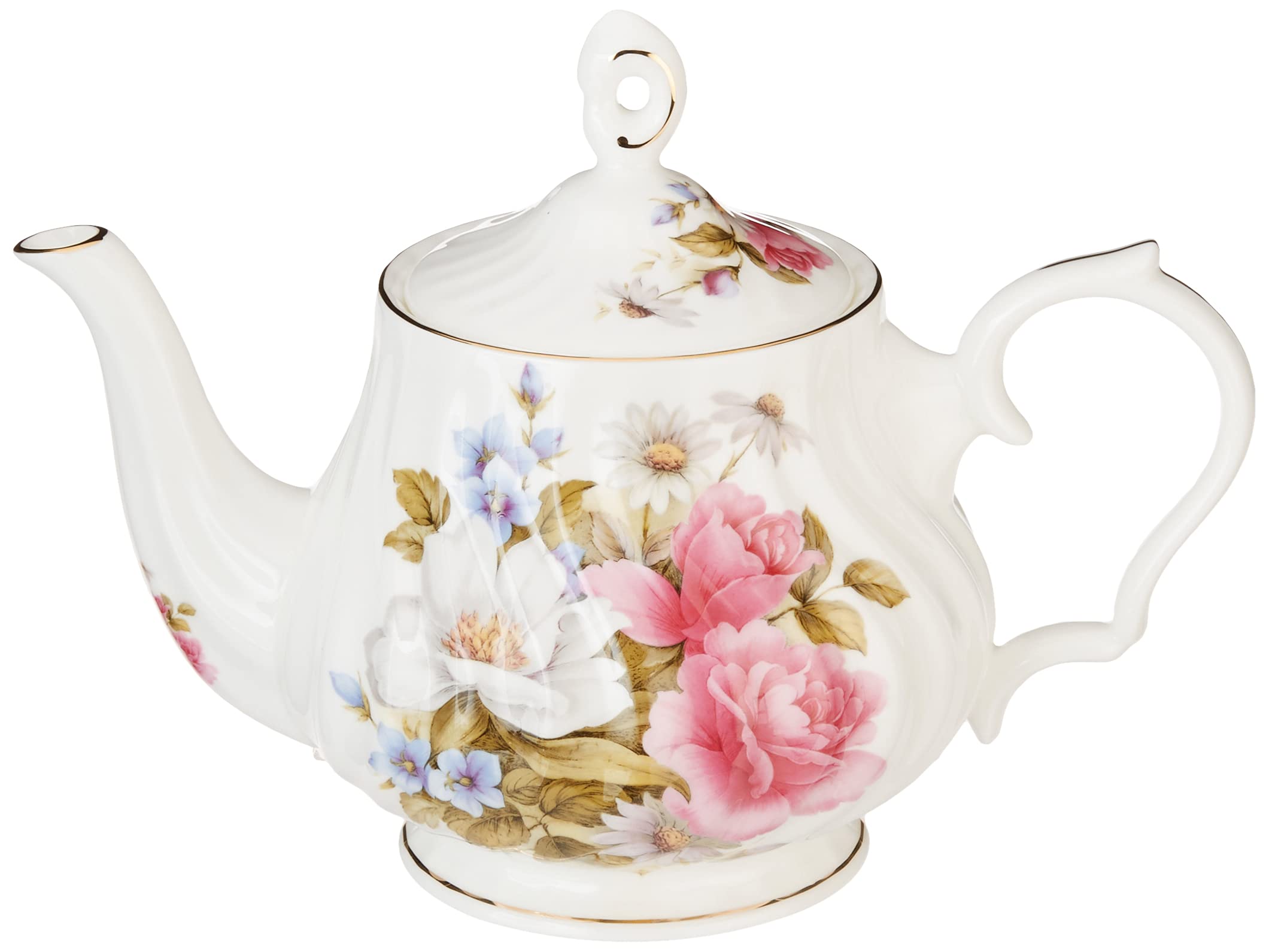 Gracie Bone China 11-Piece Tea Set - Elegant Pink Grace's Rose Floral Design for Afternoon Tea, Bridal Shower & Home Decor