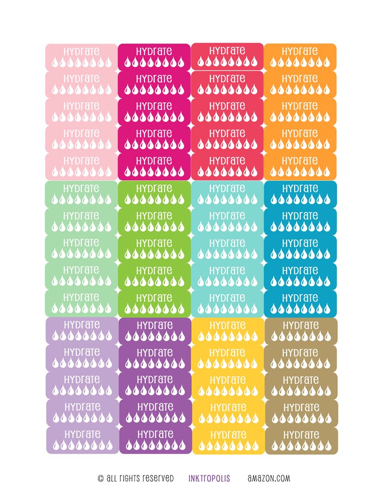 Monthly Planner Stickers - Colorful Hydration Tracking Labels for Erin Condren Vertical Life Planner | Perfect for Bullet Journals, Daily Planning & Water Intake Tracking