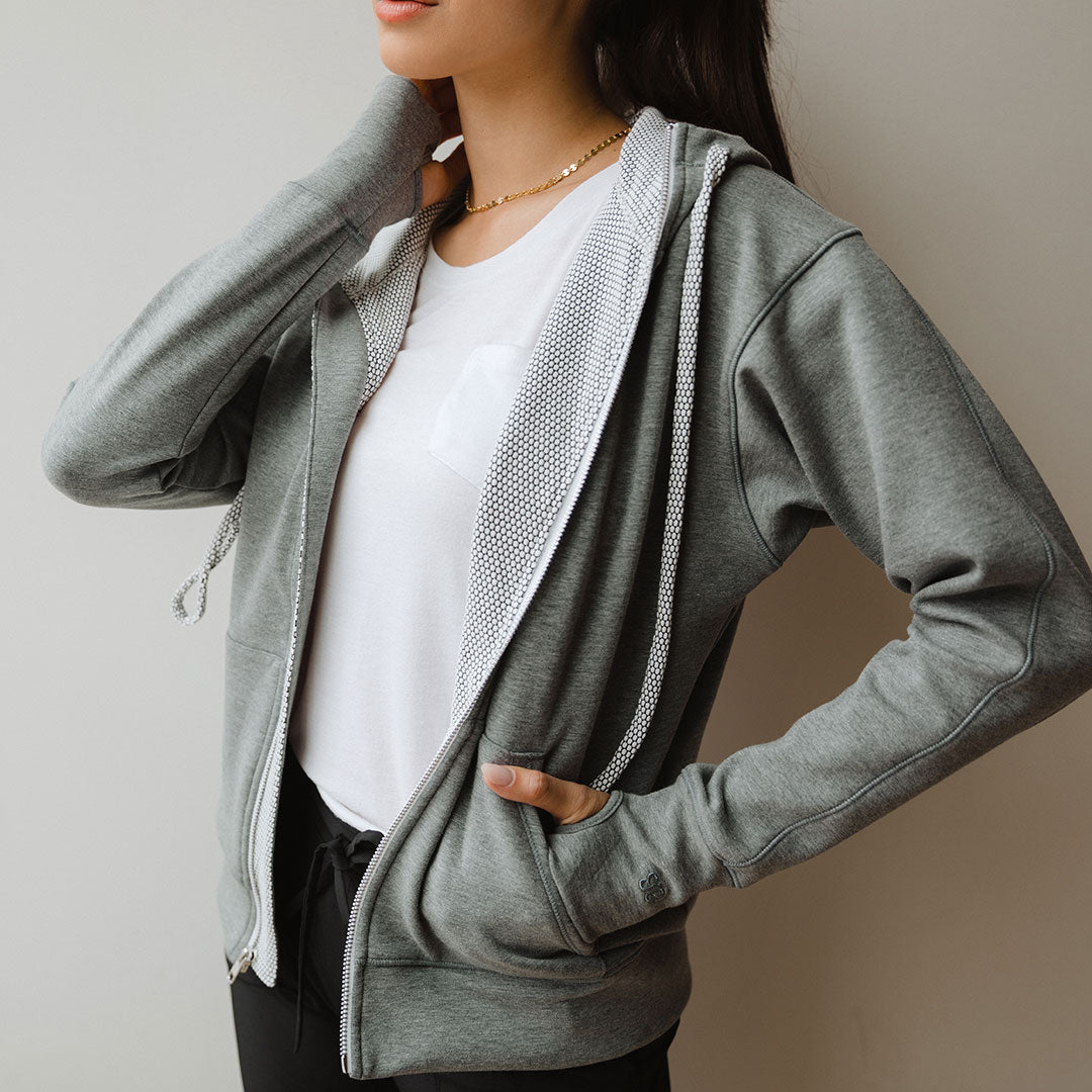 Alta Zip Up Hoodie for Men & Women | Heather Grey Fleece Pullover | Casual Wear, Gym & Outdoor Activities