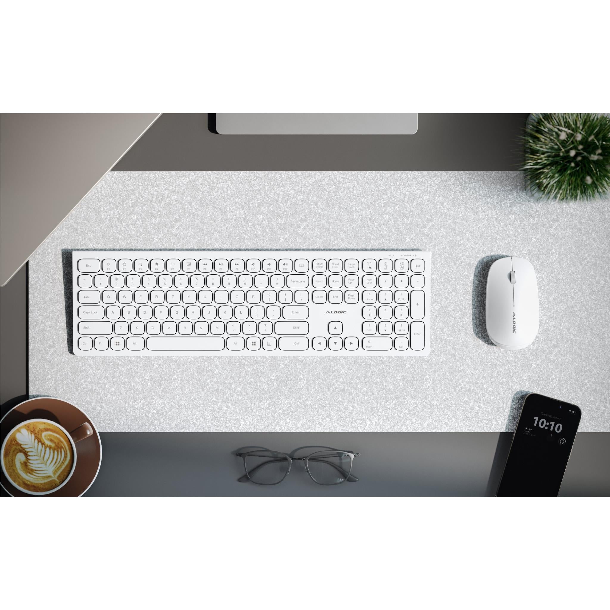Alogic Echelon Wireless Bluetooth Keyboard and Mouse Combo Set - Full-Size Ergonomic Design for PC, Mac, iPad - Perfect for Home Office, Gaming & Productivity