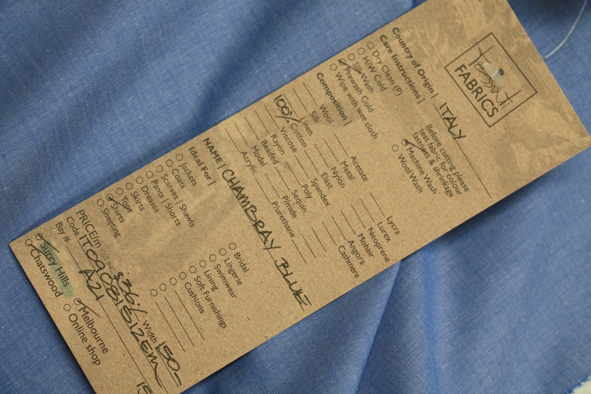 Premium Chambray Blue Cotton Shirting Fabric - Soft, Breathable & Durable for Shirts, Dresses & DIY Sewing Projects | Perfect for Casual & Formal Wear