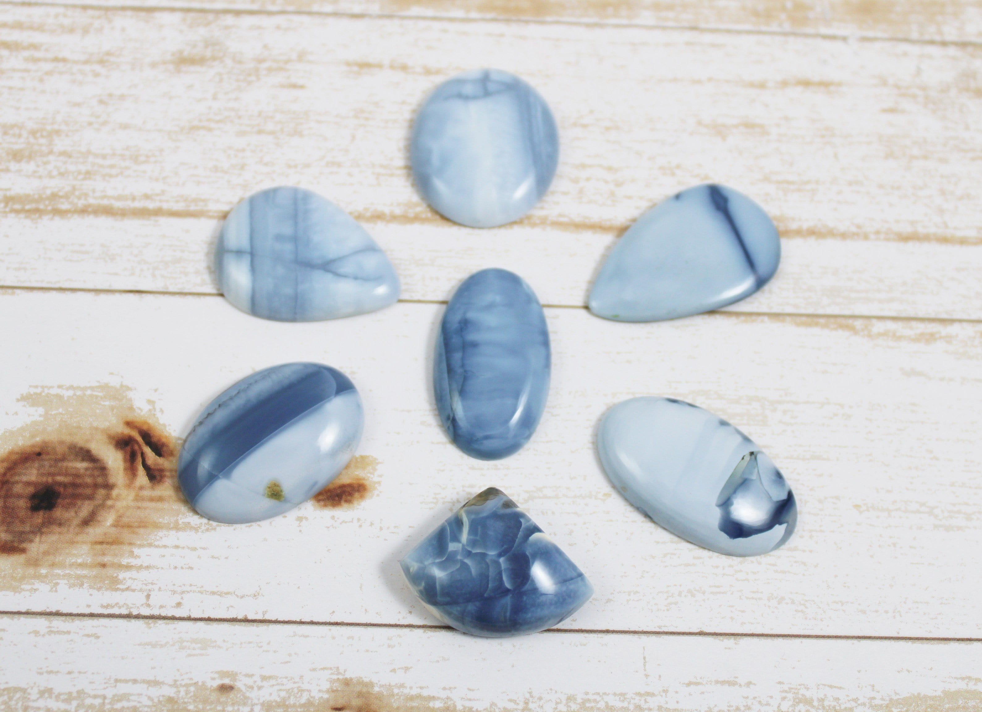 Natural Blue Opal Cabochons for Jewelry Making - Handcrafted Gemstones for Rings, Pendants & Earrings | Perfect for DIY Crafting & Gifts