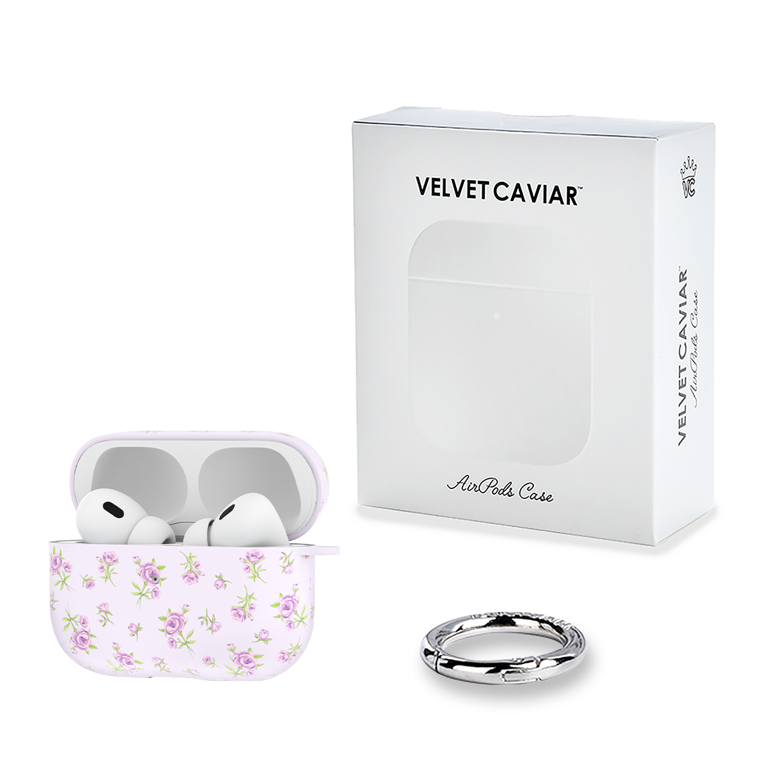 Elegant Lilac Floral AirPod Case - Cute Protective Cover for Apple AirPods 1/2/3 & Pro - Perfect Gift for Women, Girls, Travel & Daily Use