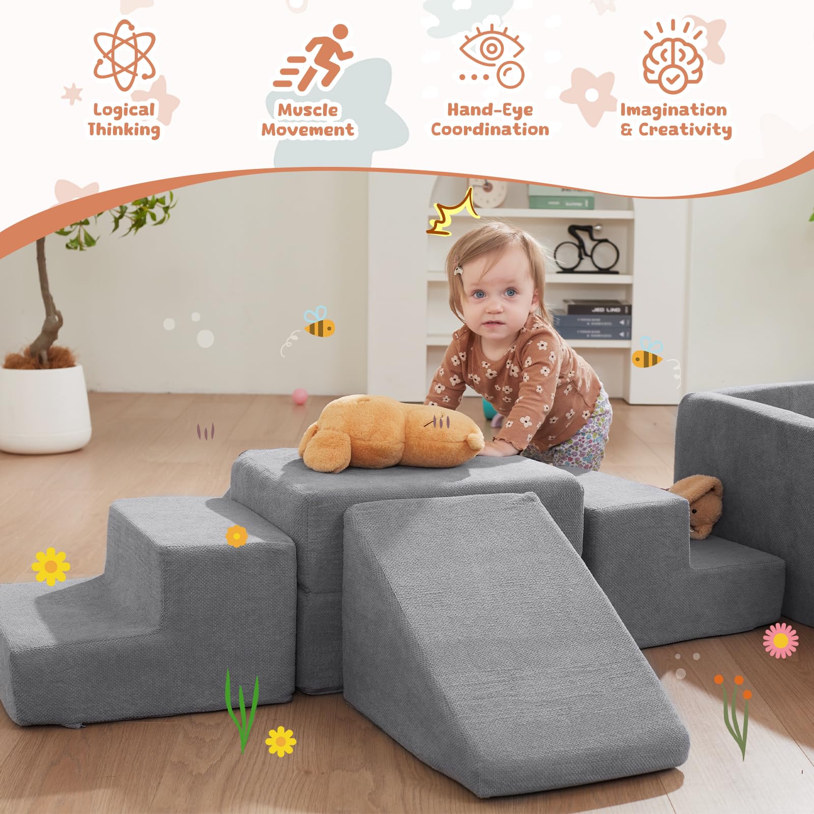 Soft Foam Climbing Toys for Toddlers - Large Ball Pit Playset (Balls Not Included) | Safe Indoor Climb & Crawl Activity Set with Sliding Blocks | Perfect for Playrooms, Daycares & Toddler Gym Development