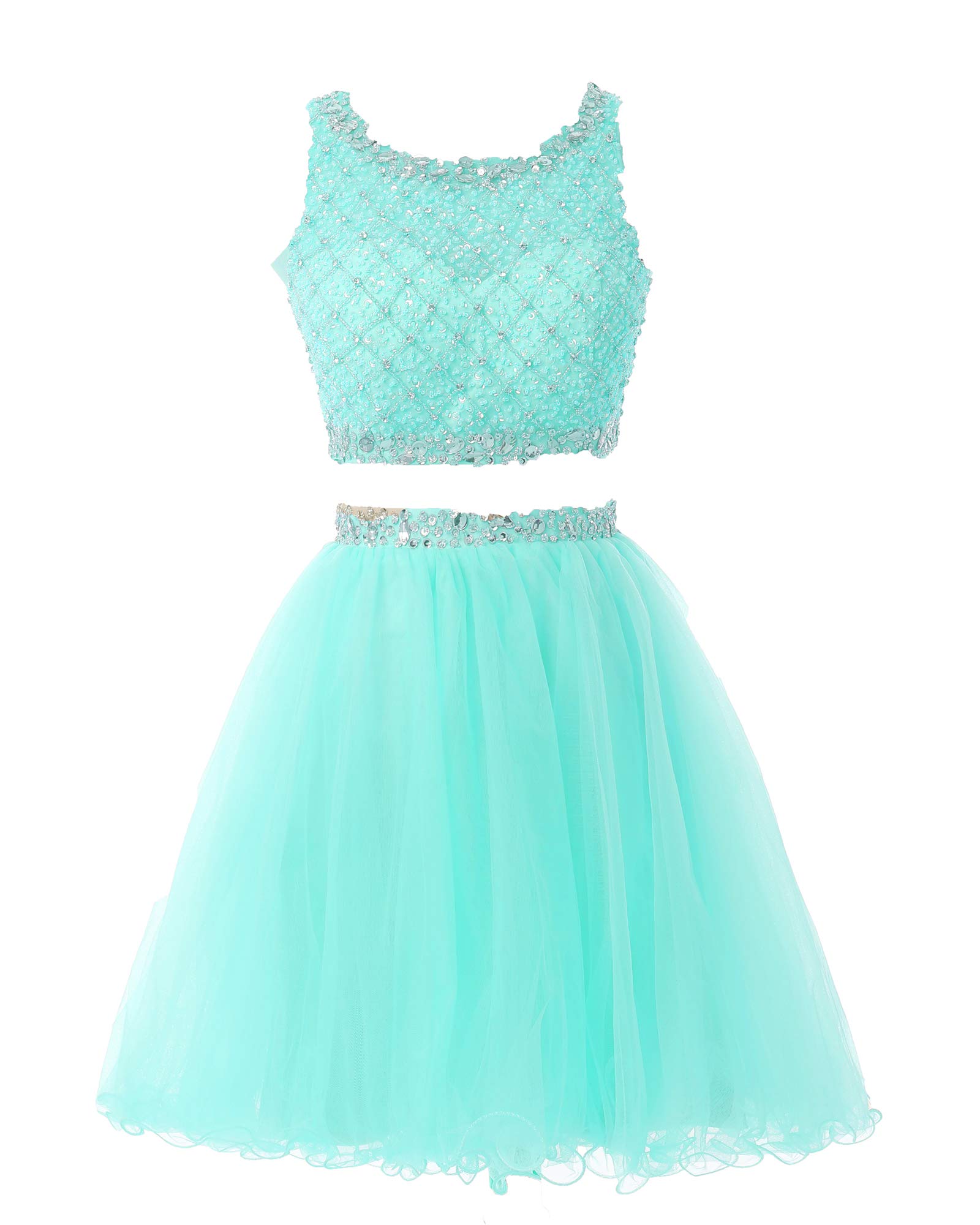 Elegant Short Two-Piece Tulle Prom Dress with Beaded Bodice - Homecoming Party Dress BD077 | Perfect for Prom Night, Homecoming Dance & Special Occasions