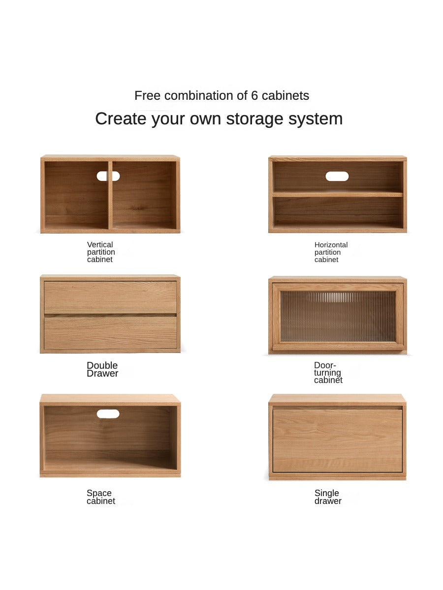 Modern Oak Solid Wood TV Stand with Free Combination Storage Shelves - Perfect for Living Room, Home Theater & Entertainment Center Organization