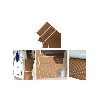 Premium 240cmx120cmx6mm Self-Adhesive EVA Foam Teak Decking Sheet - Waterproof Marine Boat Flooring, RV & Yacht Deck Mat - Light Brown White Synthetic Teak Pad for Outdoor Sports & Marine Applications - Perfect for Boat Decks, RV Floors, Yacht Interiors & Outdoor Recreation Areas