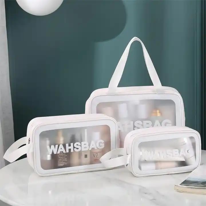 Travel Toiletry Bag Set for Women - 3 PCS Transparent Makeup Organizer for Travel Essentials