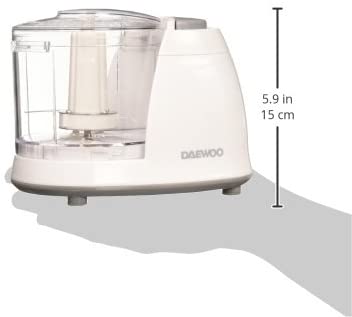 Daewoo 100W Mini Food Chopper - 1.5 Cup Compact Electric Chopper & Blender - 220V White (Not for USA) - Perfect for Chopping Nuts, Herbs & Making Baby Food