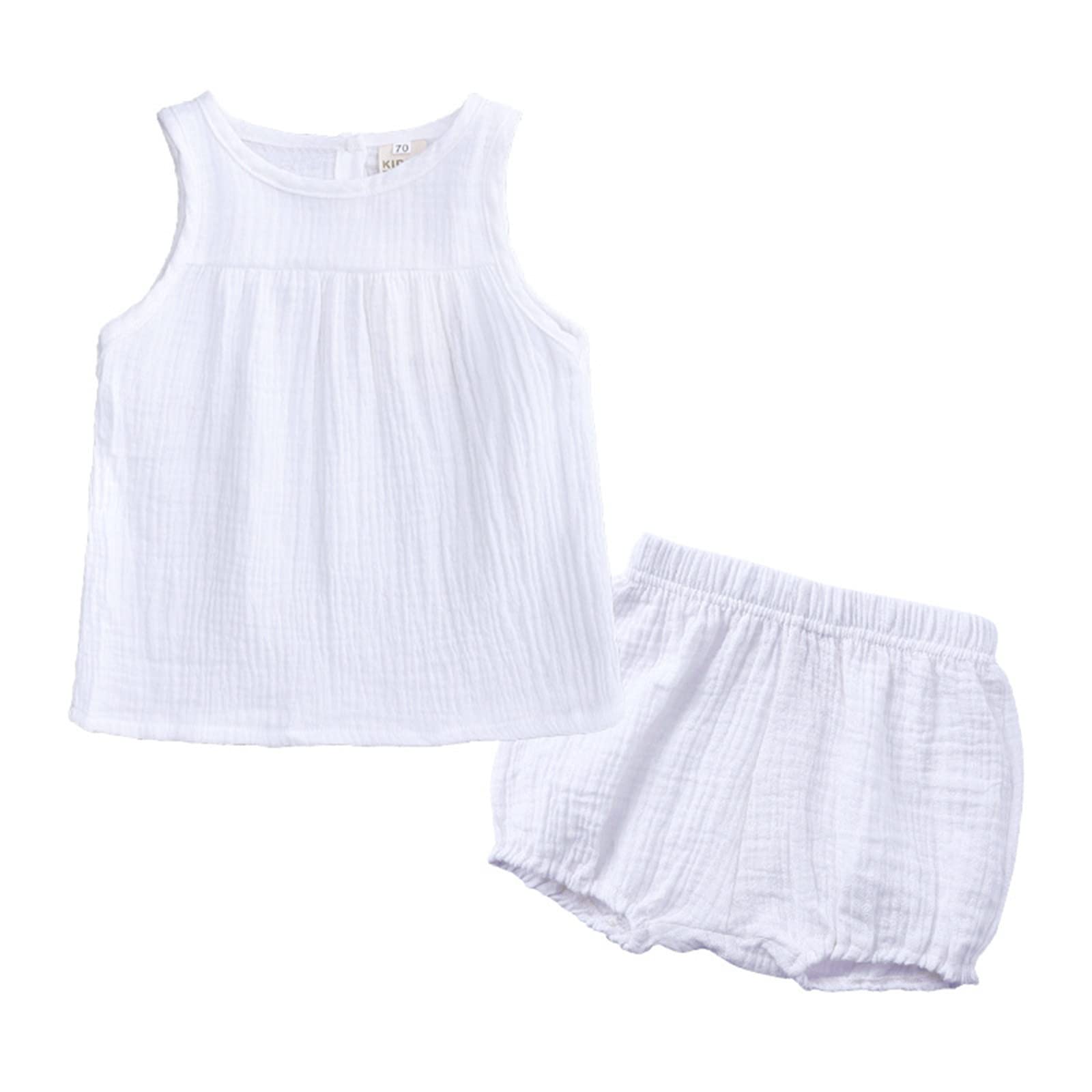 **Baby Girls Summer Outfit Set - Newborn Infant Sleeveless Vest & Shorts - Casual Playwear for Toddlers, Beach & Outdoor Activities**