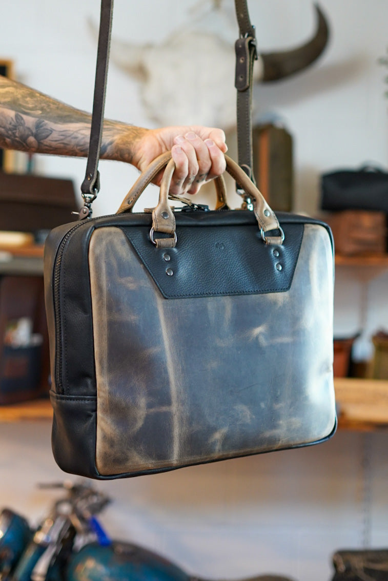 Premium Business Bag for Professionals - Hillbilly Sepia & Pebble Black - Stylish Laptop Briefcase for Office, Work & Travel