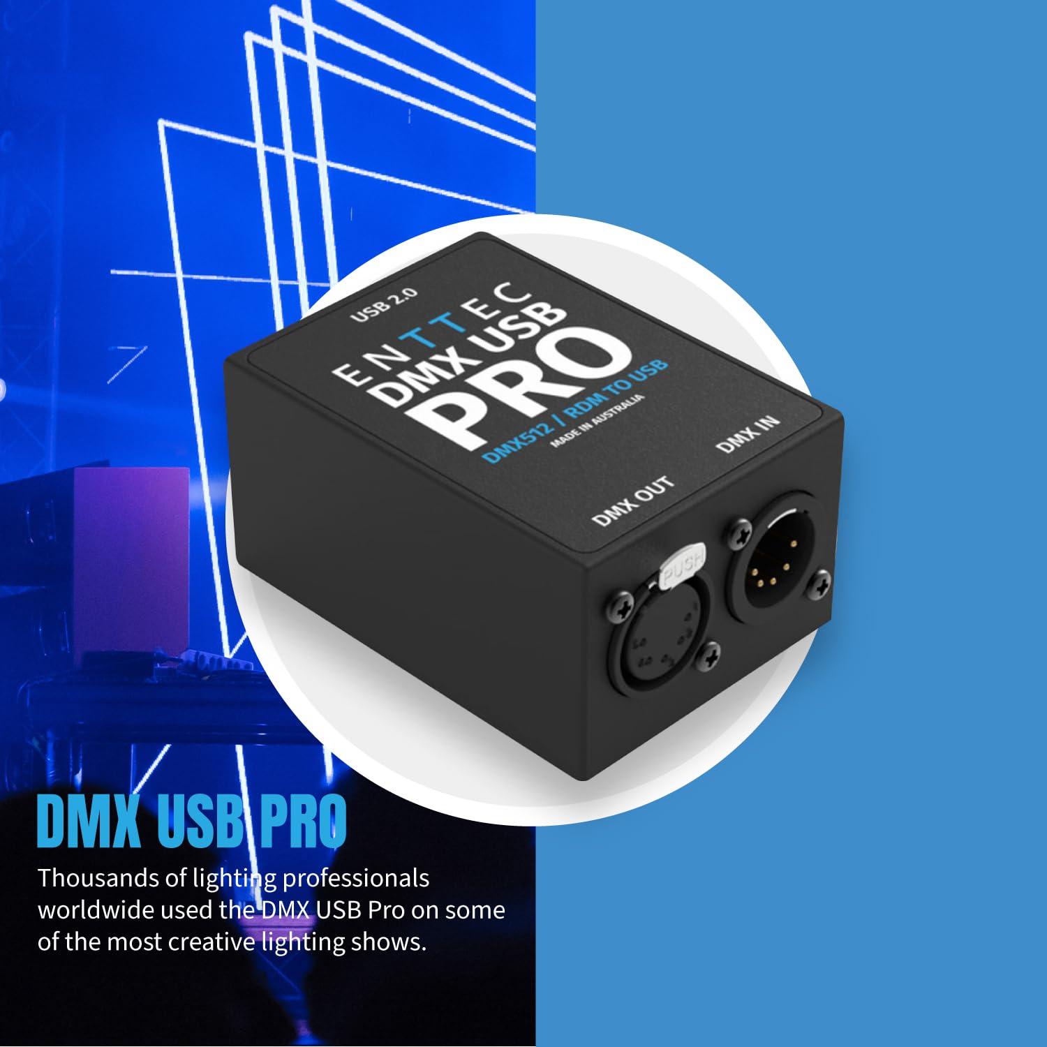 ENTTEC DMX USB Pro 512-Channel USB to DMX Interface Converter for Stage Lighting & LED Control - Perfect for DJ Shows, Theater Productions, and Event Lighting