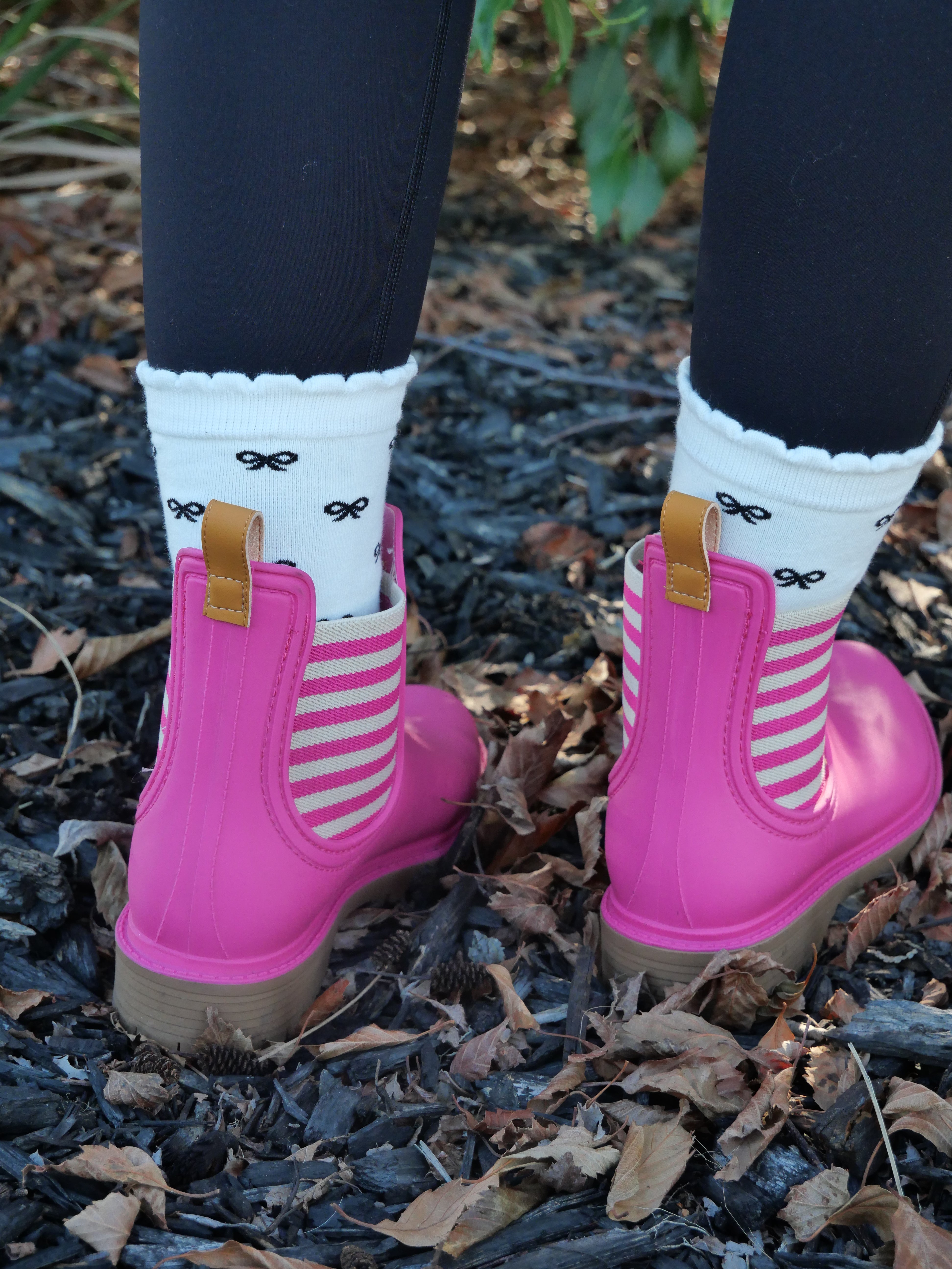 Diana Ferrari Laurina Women's Waterproof Rain Boots - Fuchsia Stripe Design for Outdoor, Gardening & Wet Weather