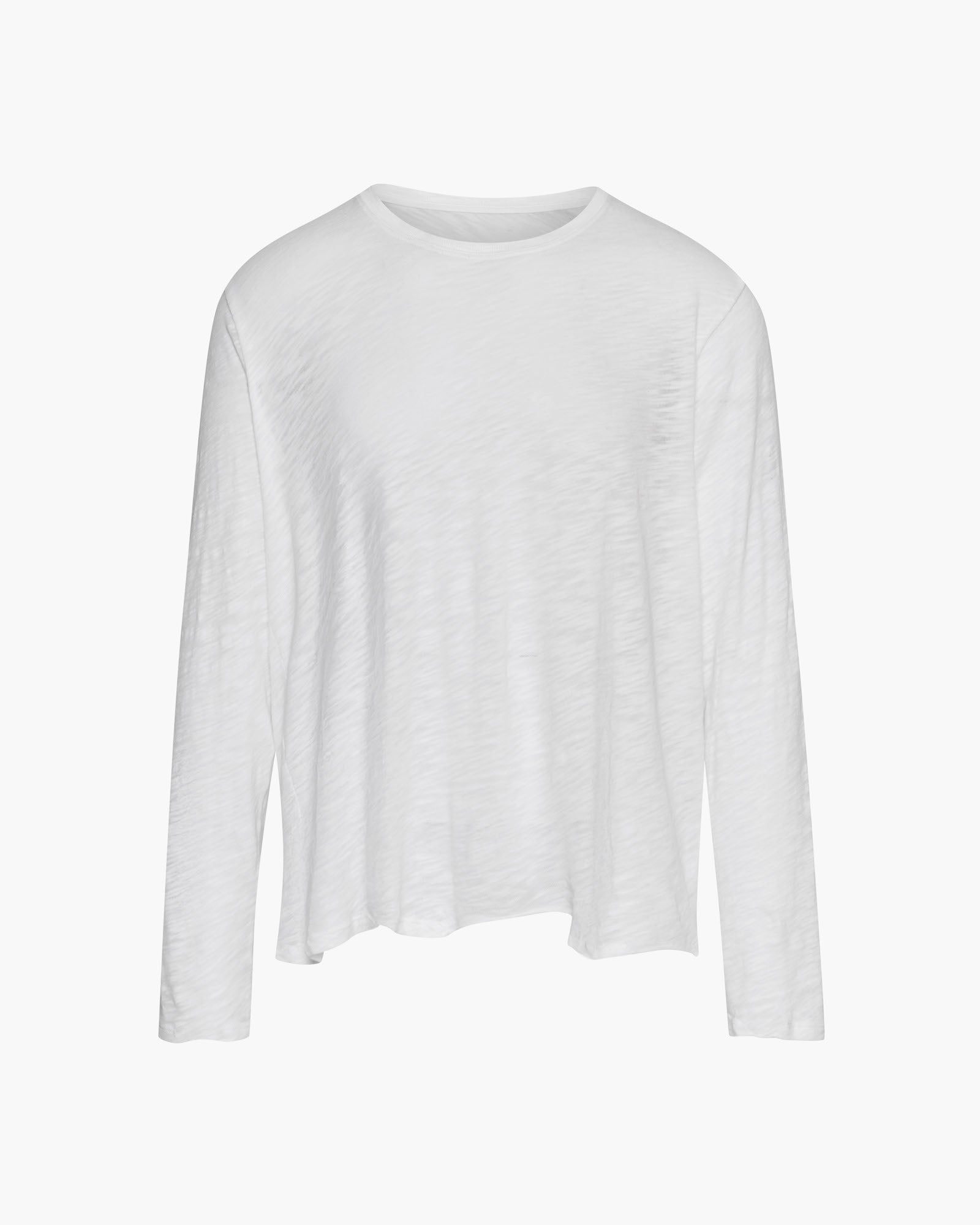 Distressed Slub Jersey Long Sleeve T-Shirt for Men & Women | Vintage Washed White Cotton Tee | Casual Streetwear & Layering Essential