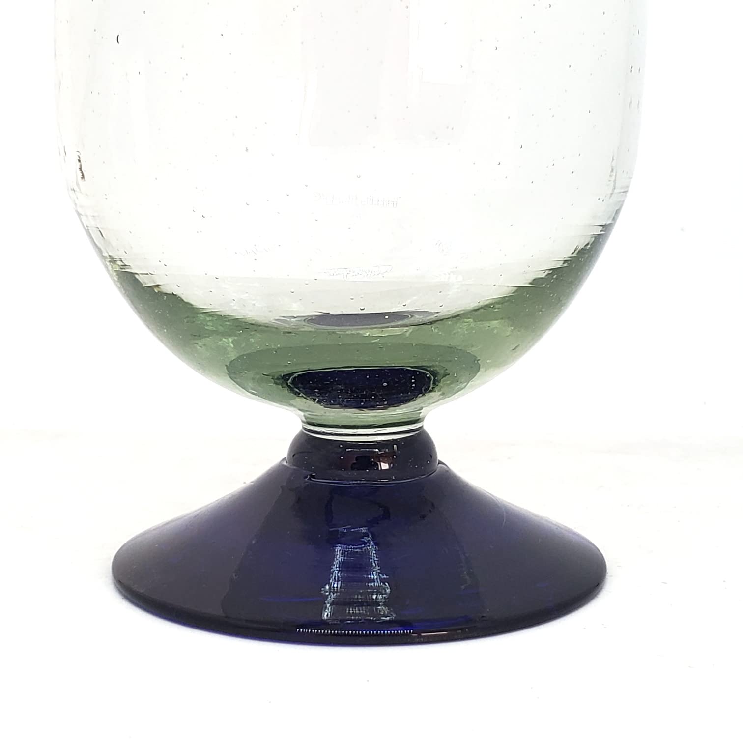 Elegant Cobalt Blue Rim 17 oz Tall Water Goblets Set of 6 - Recycled Lead-Free Glass Cups for Wine, Juice & Cocktails - Perfect for Dinner Parties, Weddings & Home Decor