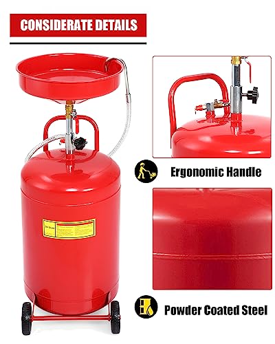 GARVEE 25 Gallon Air Operated Oil Drain Tank with Wheels - Heavy Duty Automotive Oil Change System for Cars, Trucks & Motorcycles - Ideal for Home Garage & Professional Auto Shops