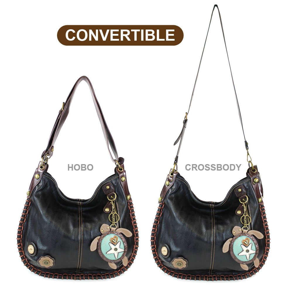 CHALA Stylish Black Hobo & Crossbody Handbag with Turtle Design - Perfect for Work, Travel, and Everyday Use