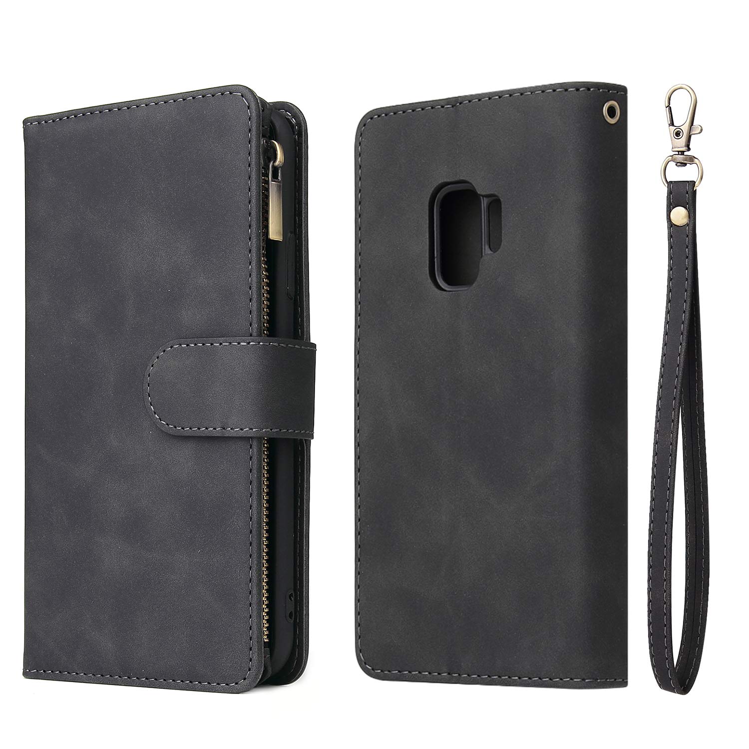 Premium PU Leather Wallet Case for Samsung Galaxy S9 Plus - Magnetic Closure, Card Slots, Kickstand & Hand Strap | Women's Fashion Phone Purse for Daily Use, Travel & Shopping