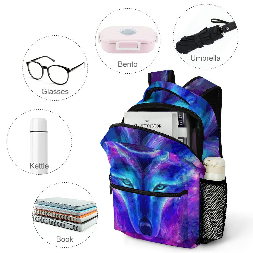 Wolf Galaxy Sky Kids Backpack - Lightweight School & Travel Daypack for Boys, Girls, Men & Women - Perfect for School, Hiking, Camping & Daily Use