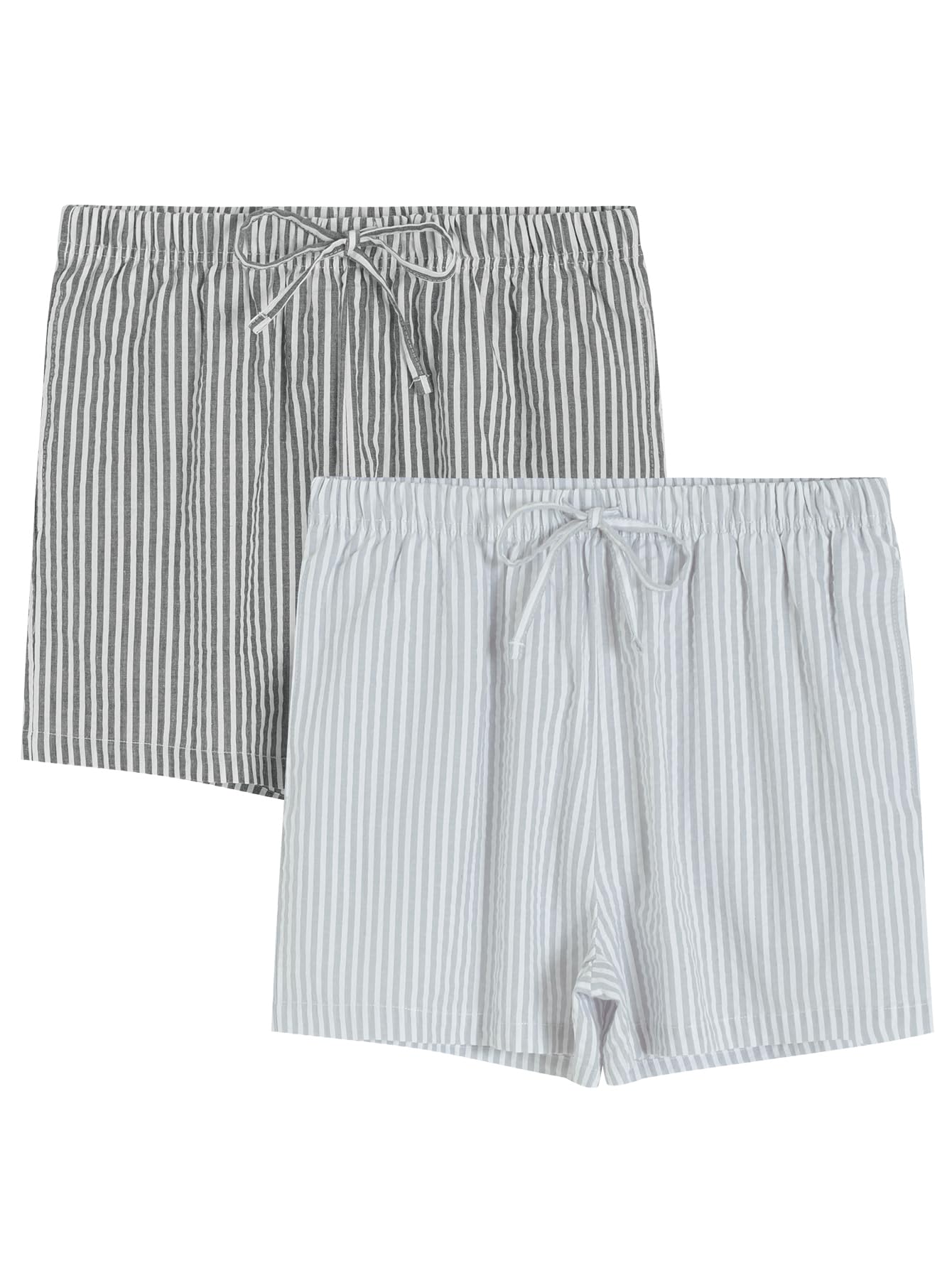 **Women's Cotton Pajama Shorts - Soft Seersucker Sleep Shorts 2-Pack - Comfortable Lounge & Sleepwear for Summer Nights**