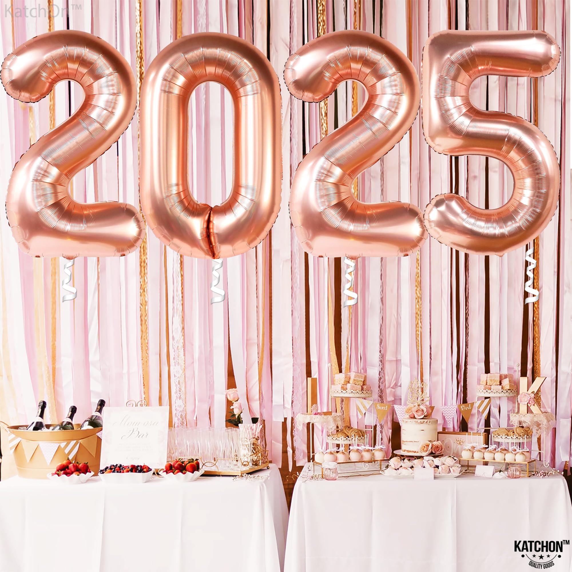 KatchOn 42 Inch Giant Rose Gold 2025 Graduation Balloons - Class of 2025 Party Decorations | Large Metallic Rose Gold Balloons for Graduation Ceremony, Photo Backdrops & Celebration Decor