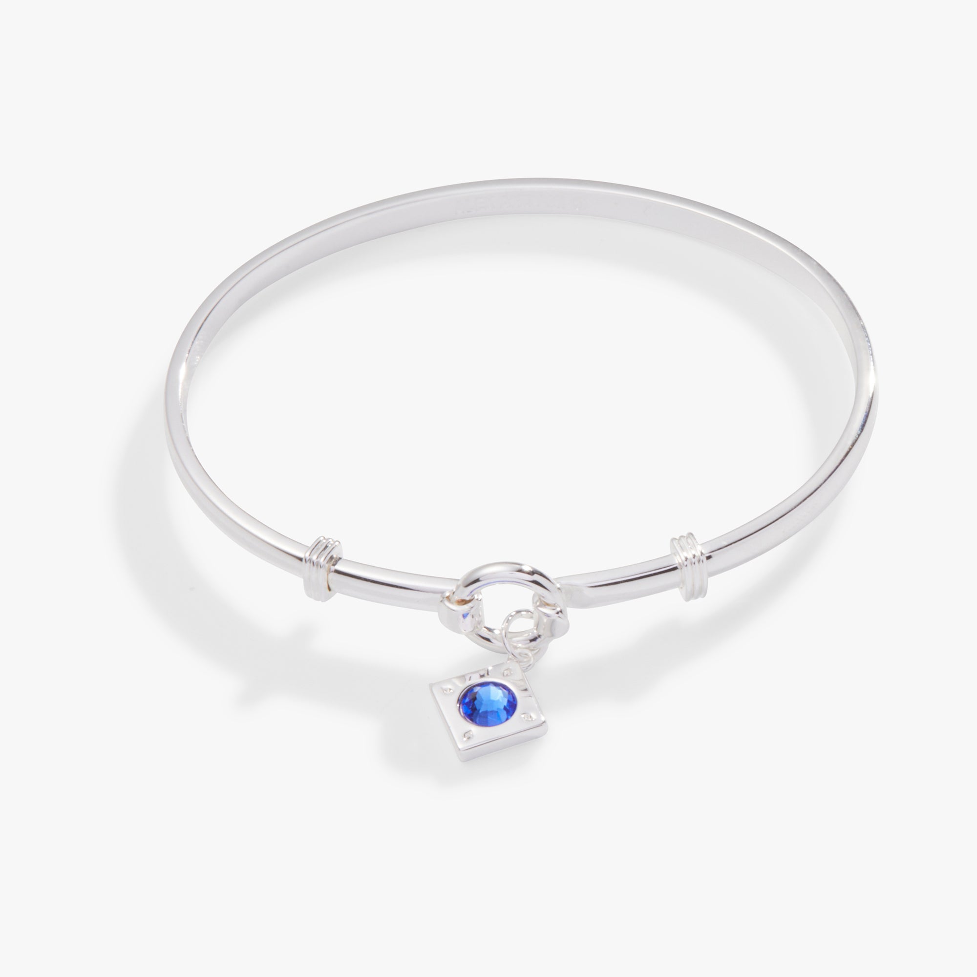 Sapphire Crystal Charm Clip Bangle Bracelet for Women - Elegant Adjustable Wrist Jewelry for Parties, Weddings & Everyday Wear