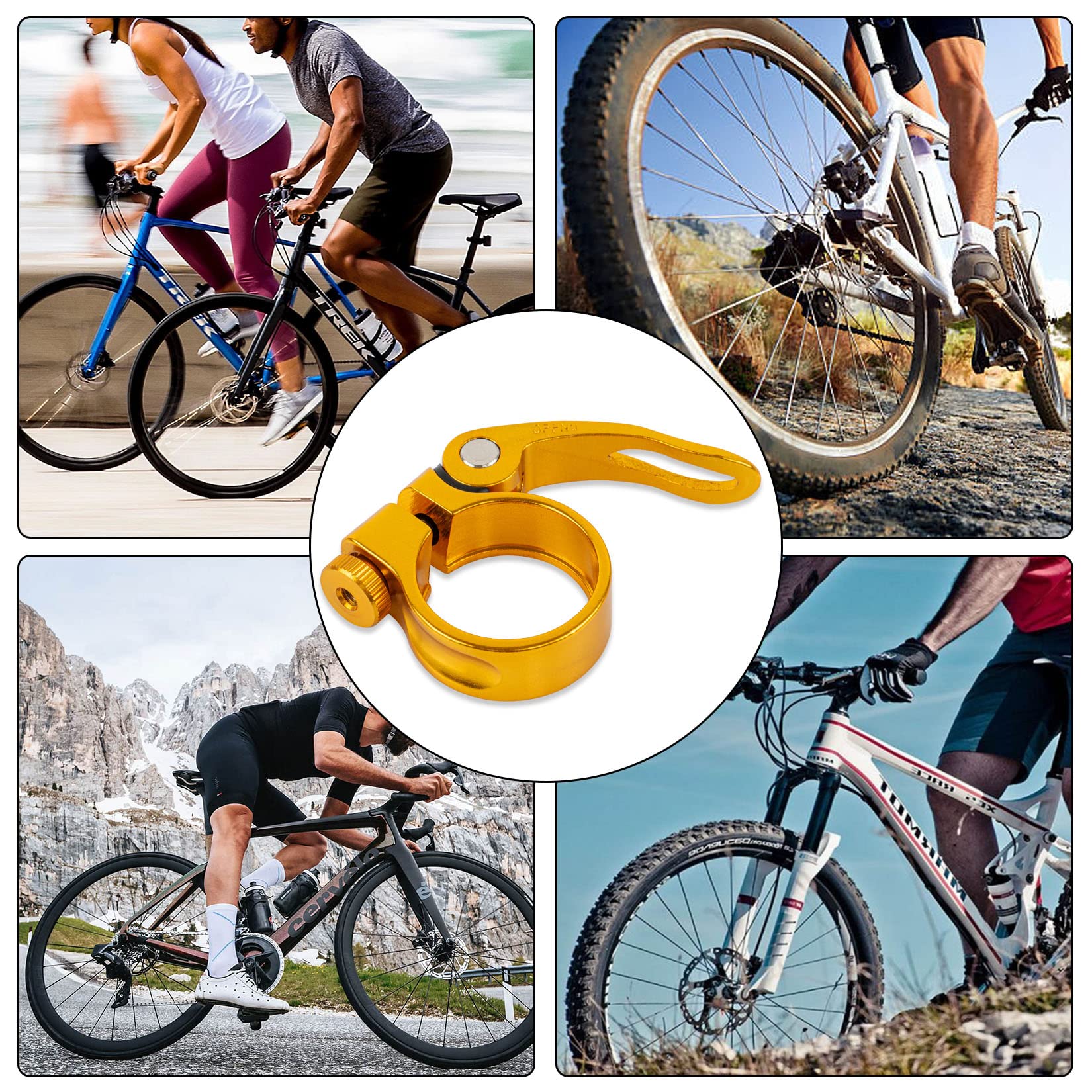 PSLER 31.8mm Bike Seat Post Clamp Quick Release - Mountain, Road & Casual Bicycle Seatpost Clamp (Yellow) - Perfect for MTB, Commuting & Urban Cycling