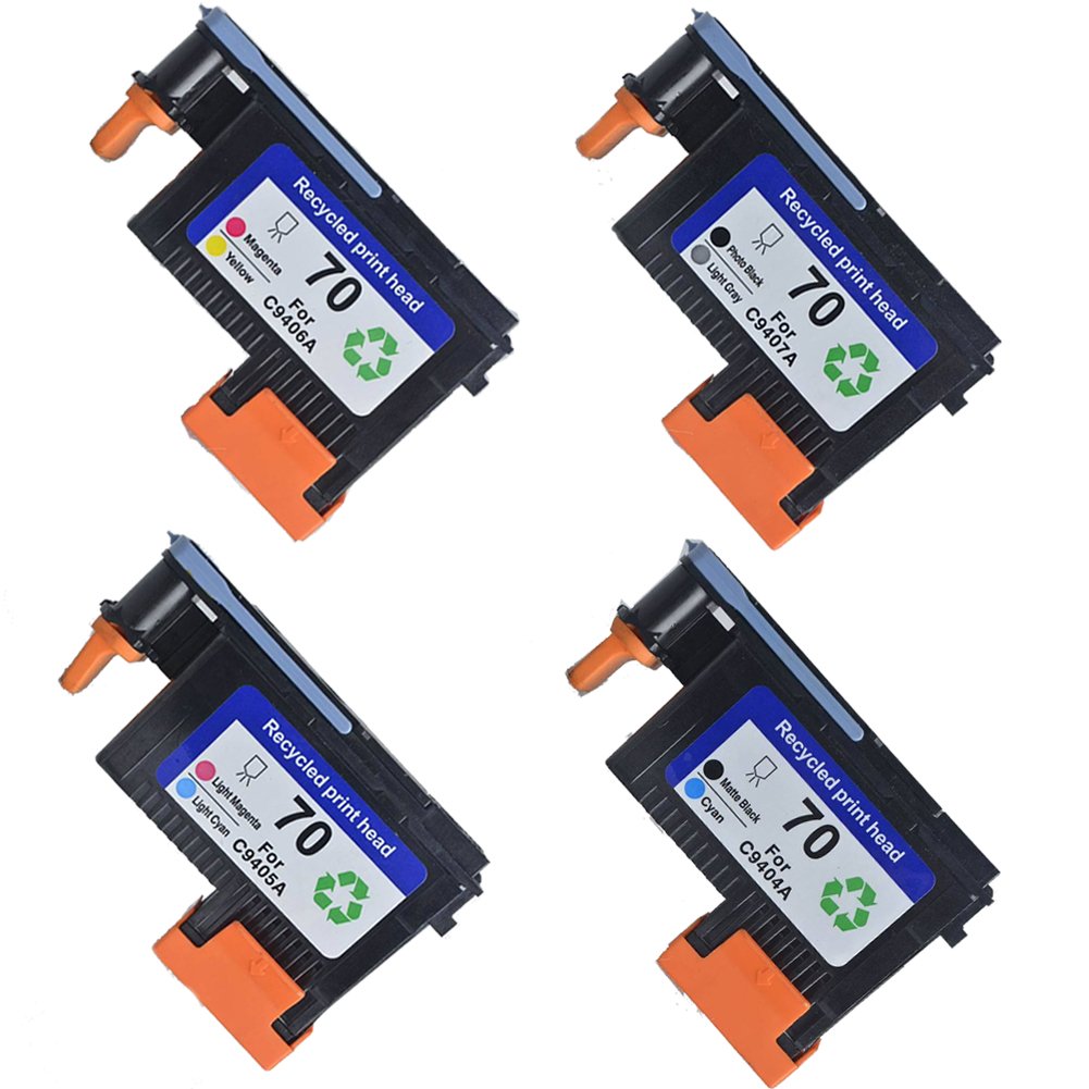 HP 70 C9404A C9405A C9406A C9407A C9408A C9409A Compatible Remanufactured Print Head (4-Pack) for HP Designjet Z2100 Z5200 Z3200 Z3100 Printers - Ideal for High-Quality Photo & Graphic Printing