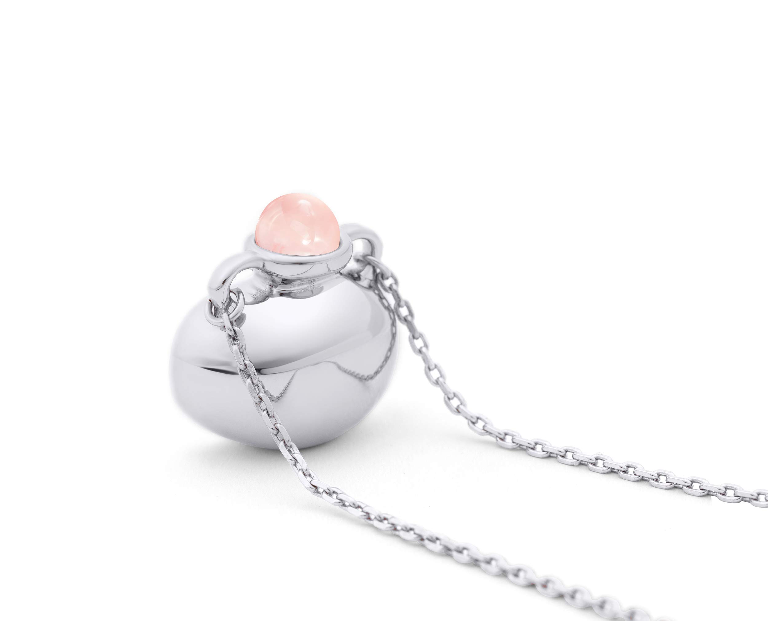 Personalized Rose Quartz Necklace with Engraved Bottle - Pink Crystal Sterling Silver Amphora Pendant for Women | Gift for Her, Birthday, Anniversary, Valentine's Day | Spiritual Healing, Meditation, Yoga Accessory