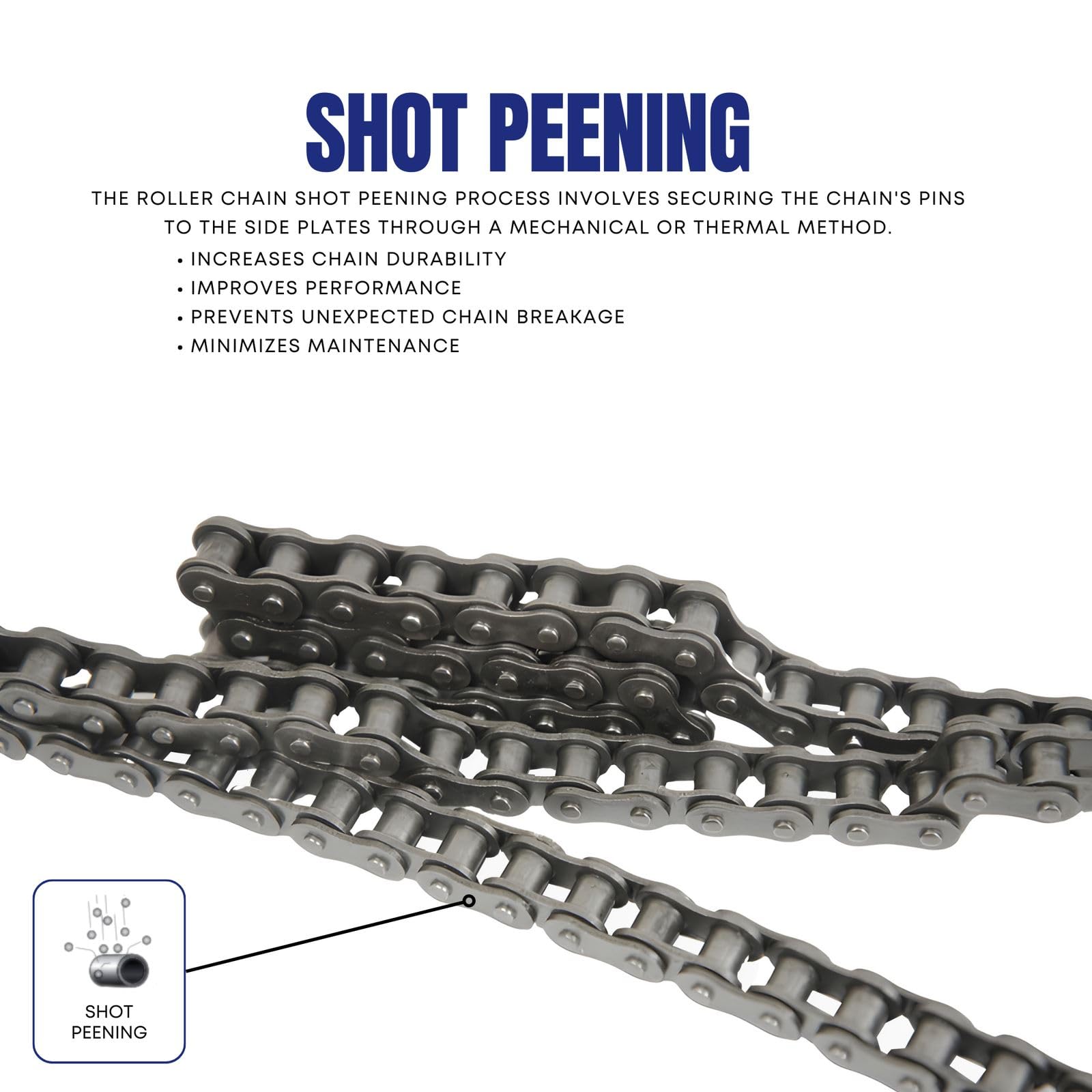 Jeremywell 50 Heavy Duty Roller Chain 10 Feet with 1 Connecting Link - 50H Industrial Grade Chain for Conveyors, Agricultural Machinery & Power Transmission Systems