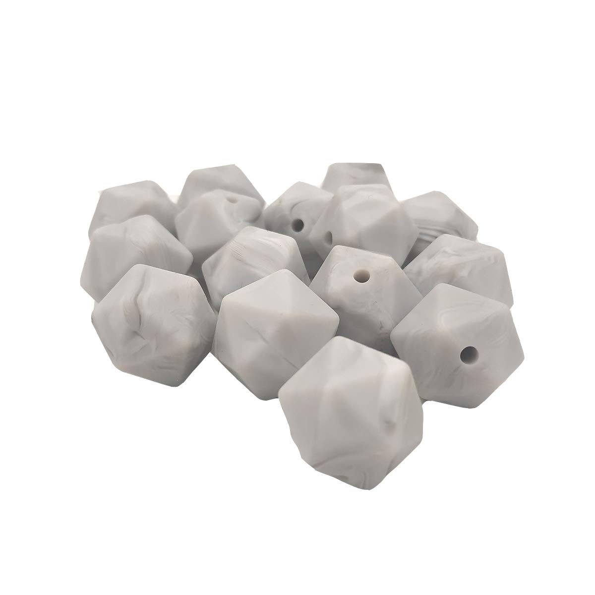 30pcs 17mm Silicone Polygon Beads for DIY Jewelry & Keychains - Craft Supplies for Women