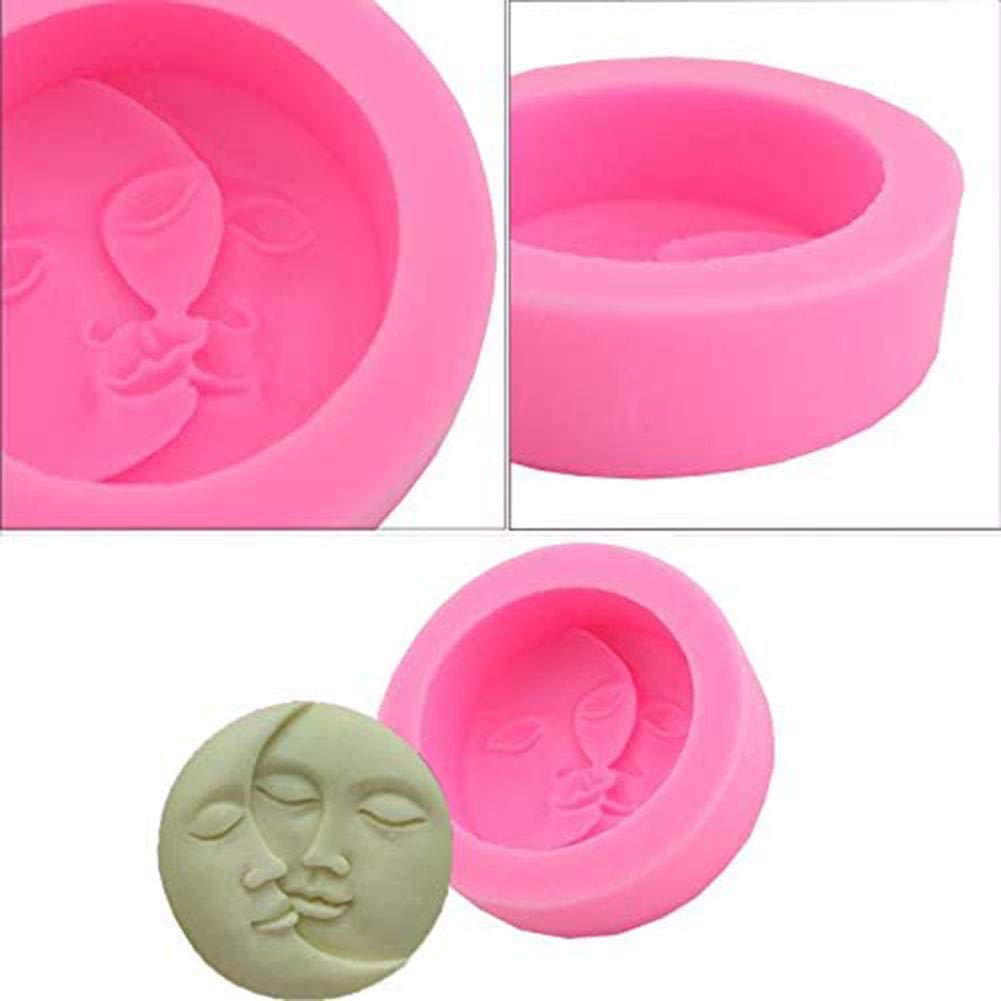Sun & Moon Silicone Soap Molds Set of 4 - Round Moon Face Molds for DIY Bath Bombs, Lotion Bars, Polymer Clay, Wax & Crayons - Perfect for Handmade Crafts, Candle Making & DIY Gifts