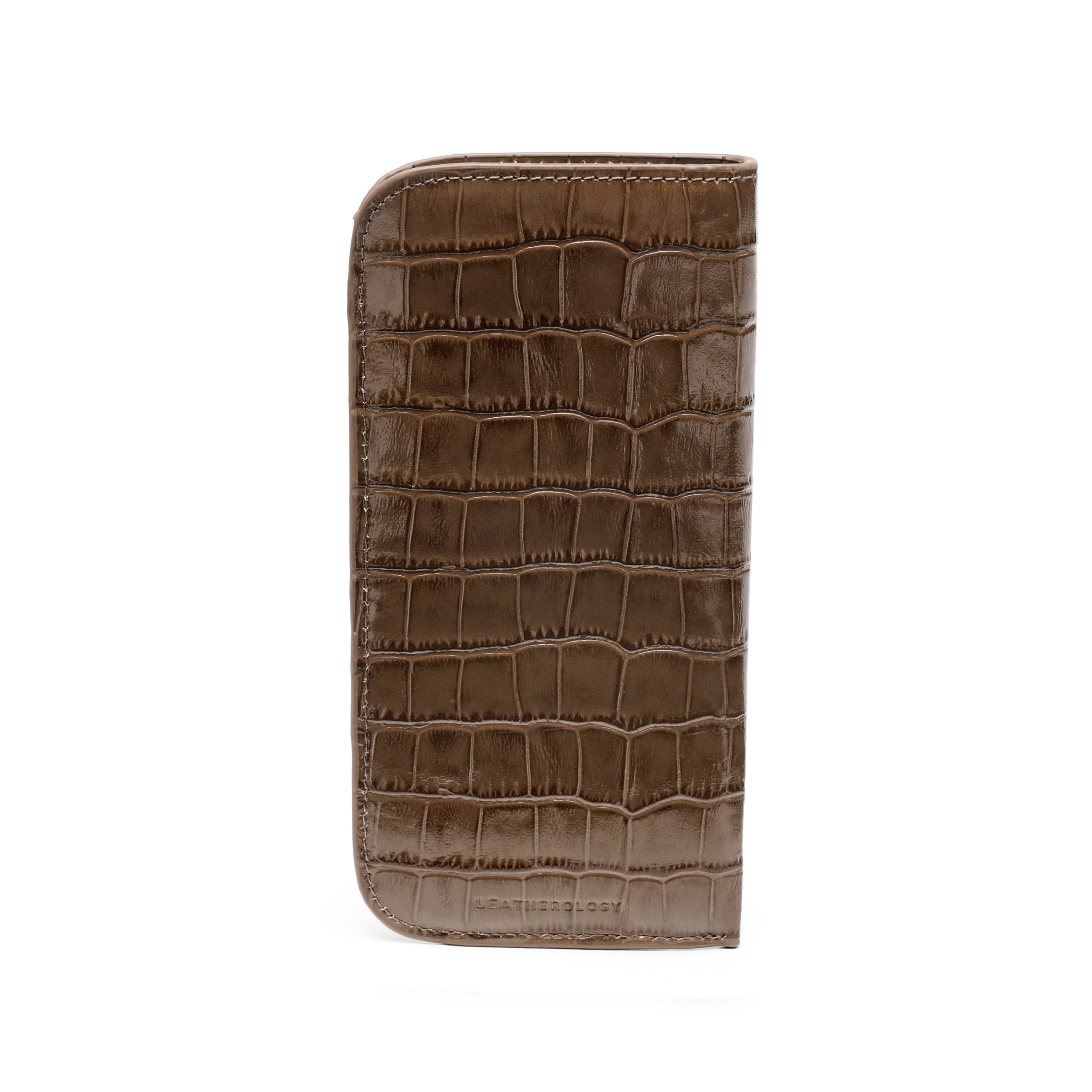 Premium Soft Eyeglass Case - Cocoa Croc Pattern - Protective Eyewear Storage for Travel, Home & Office Use