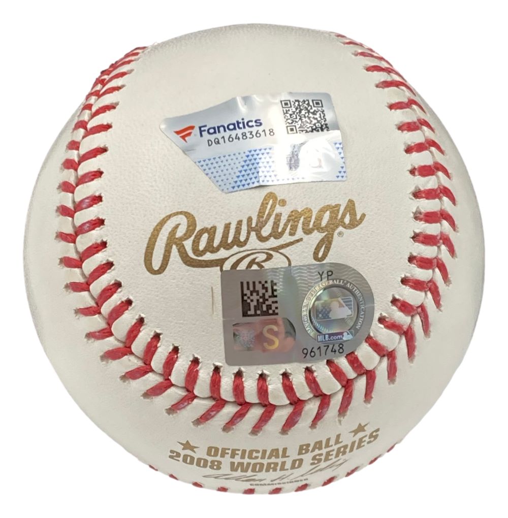 Chase Utley Autographed 2008 Philadelphia Phillies World Series Baseball with Display Case - Perfect for Sports Memorabilia Collectors and Phillies Fans
