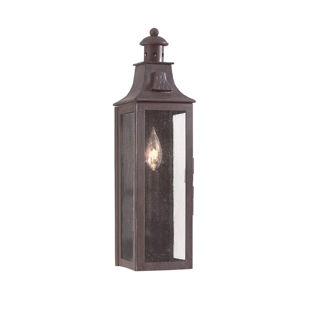 Troy Lighting Newton 17.5 Inch Outdoor Wall Lantern - 1 Light Old Bronze Finish with Clear Seeded Glass for Porch, Patio, and Garden Lighting