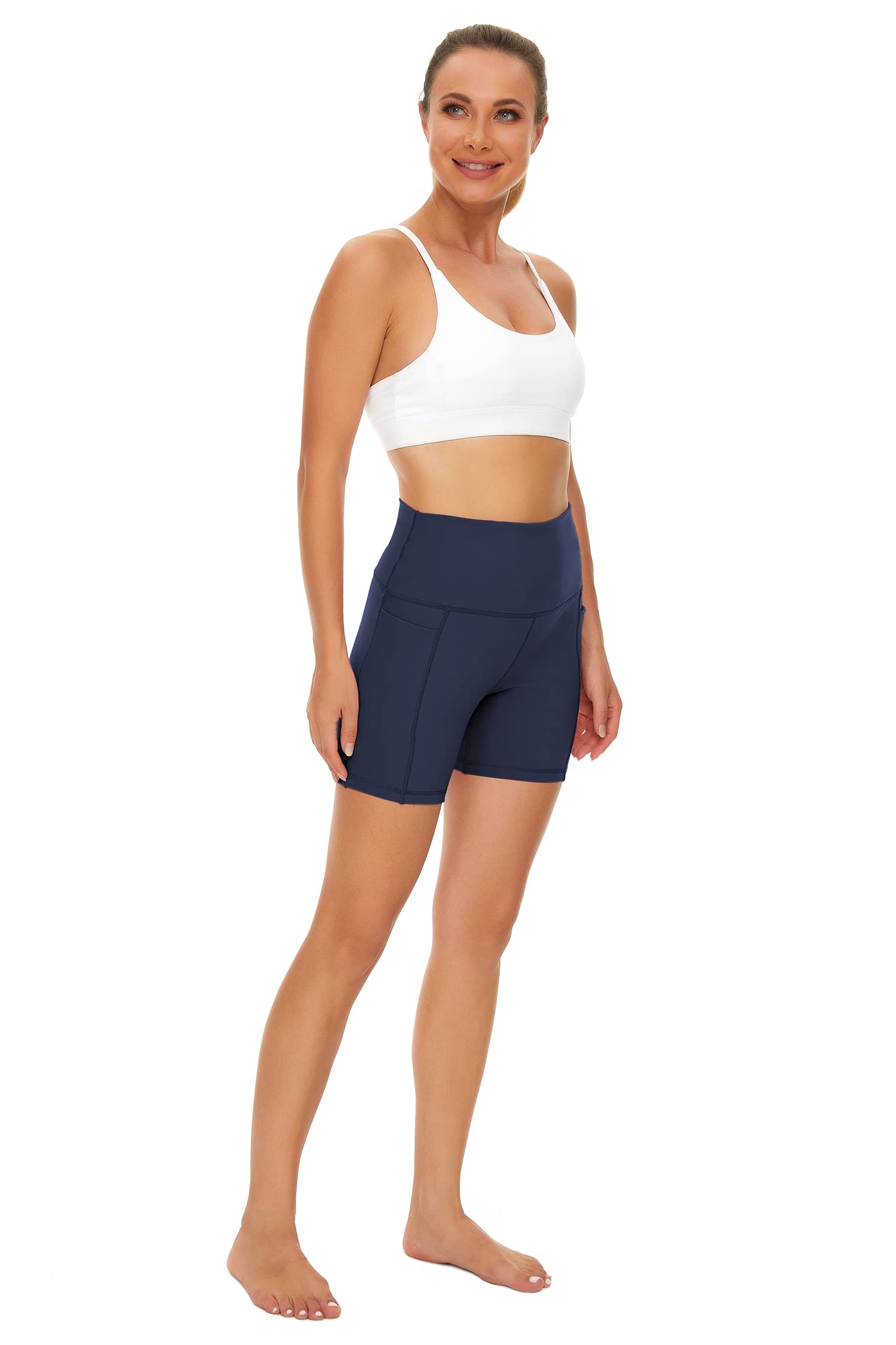 Women's High Waisted Yoga Shorts with Pockets - Non See Through Workout Shorts for Gym, Running & Cycling | Comfortable Athletic Wear for Yoga, Pilates & Active Lifestyle