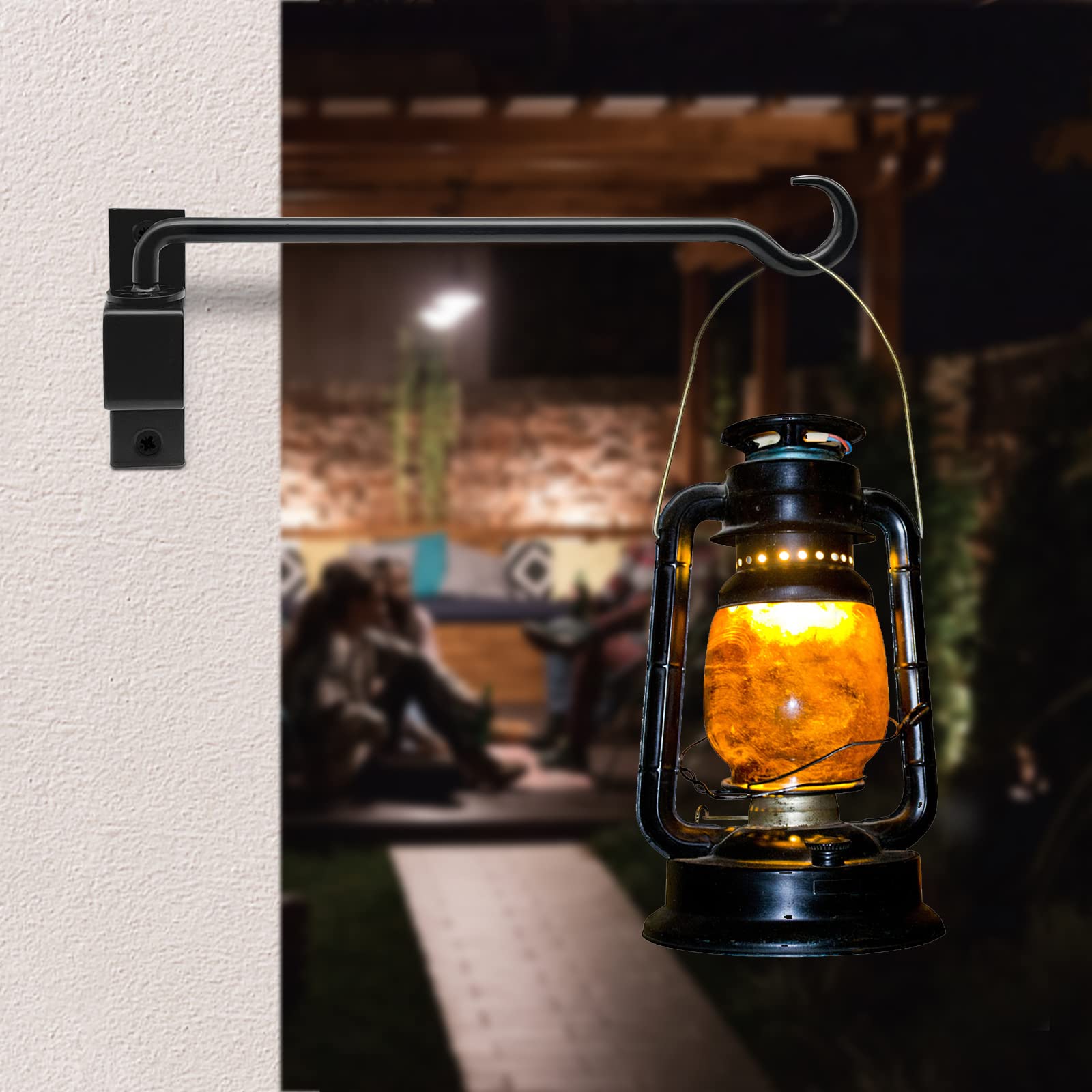 16 Inch Heavy Duty Black Iron Swivel Plant Hangers (2 Pack) - Outdoor Hanging Hook Bracket for Flower Pots, Baskets, Bird Feeders, Lanterns & Wind Chimes - Perfect for Patio, Garden, Porch & Balcony Decor